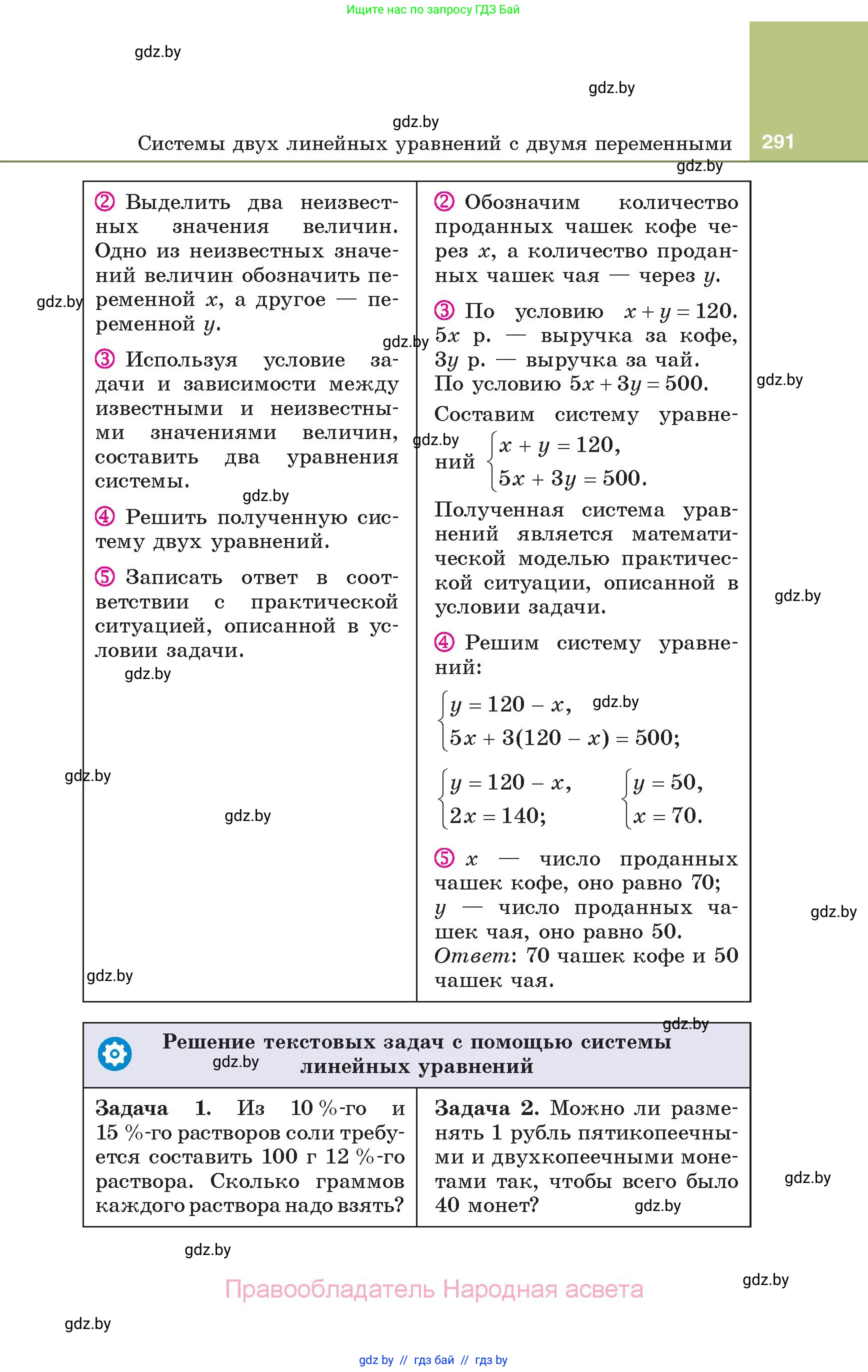 Алгебра, 7 класс Учебник, авторы: Арефьева Ирина Глебовна, Пирютко Ольга Николаевна, издательство Народная асвета, Минск, 2022, зелёного цвета, страница 291