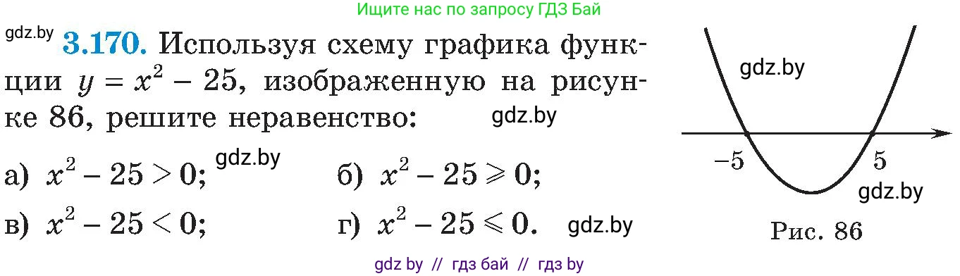 Алгебра, 8 класс Учебник, авторы: Арефьева Ирина Глебовна, Пирютко Ольга Николаевна, издательство Адукацыя i выхаванне, Минск, 2024, бирюзового цвета, страница 199, номер 3.170, Условие