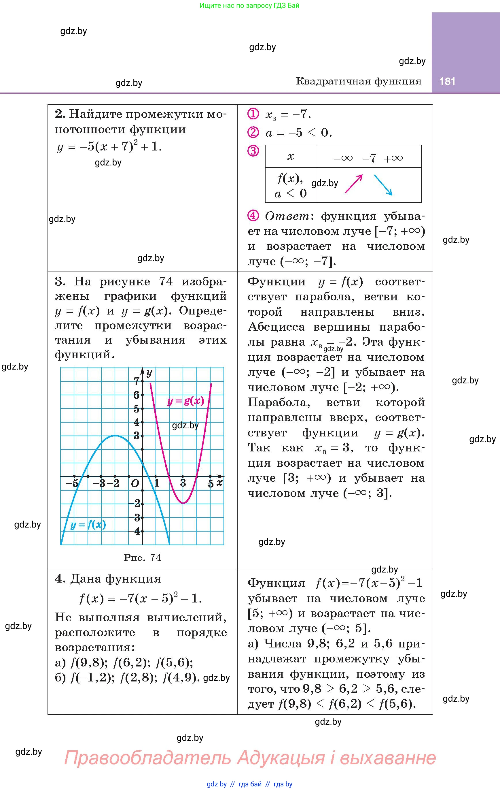 Алгебра, 8 класс Учебник, авторы: Арефьева Ирина Глебовна, Пирютко Ольга Николаевна, издательство Адукацыя i выхаванне, Минск, 2024, бирюзового цвета, страница 181