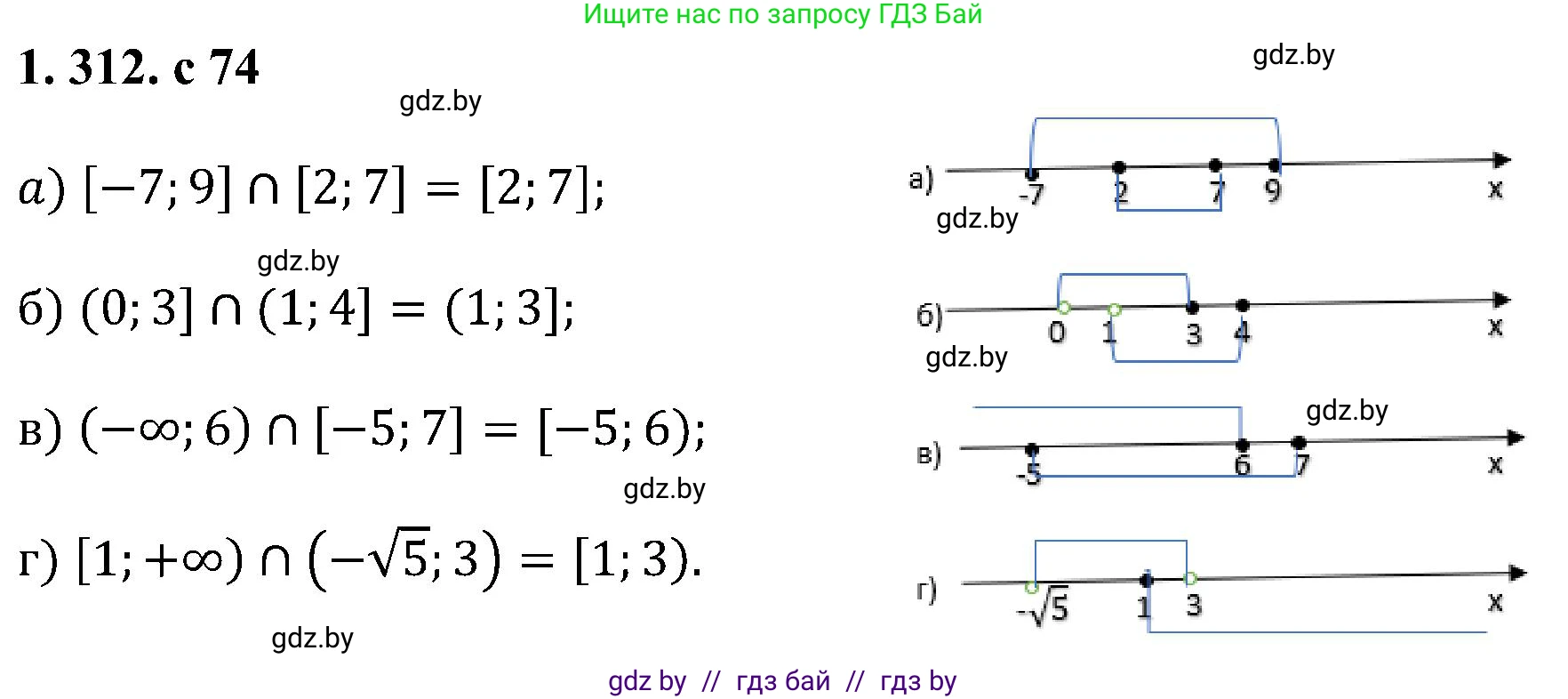 Алгебра, 8 класс Учебник, авторы: Арефьева Ирина Глебовна, Пирютко Ольга Николаевна, издательство Адукацыя i выхаванне, Минск, 2024, бирюзового цвета, страница 74, номер 1.312, Решение