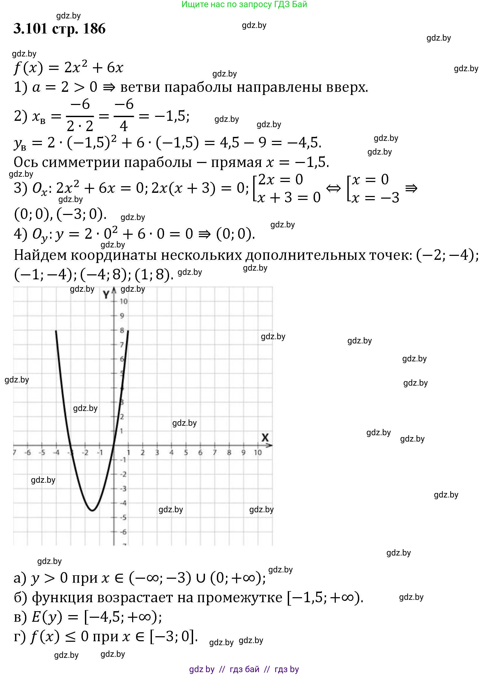 Алгебра, 8 класс Учебник, авторы: Арефьева Ирина Глебовна, Пирютко Ольга Николаевна, издательство Адукацыя i выхаванне, Минск, 2024, бирюзового цвета, страница 186, номер 3.101, Решение