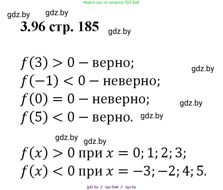 Алгебра, 8 класс Учебник, авторы: Арефьева Ирина Глебовна, Пирютко Ольга Николаевна, издательство Адукацыя i выхаванне, Минск, 2024, бирюзового цвета, страница 185, номер 3.96, Решение