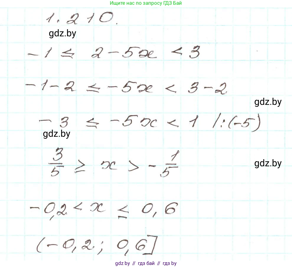 Алгебра, 9 класс Учебник, авторы: Арефьева Ирина Глебовна, Пирютко Ольга Николаевна, издательство Народная асвета, Минск, 2019, голубого цвета, страница 58, номер 1.210, Решение