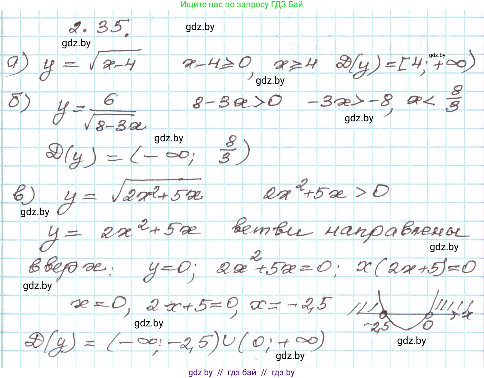 Алгебра, 9 класс Учебник, авторы: Арефьева Ирина Глебовна, Пирютко Ольга Николаевна, издательство Народная асвета, Минск, 2019, голубого цвета, страница 89, номер 2.35, Решение
