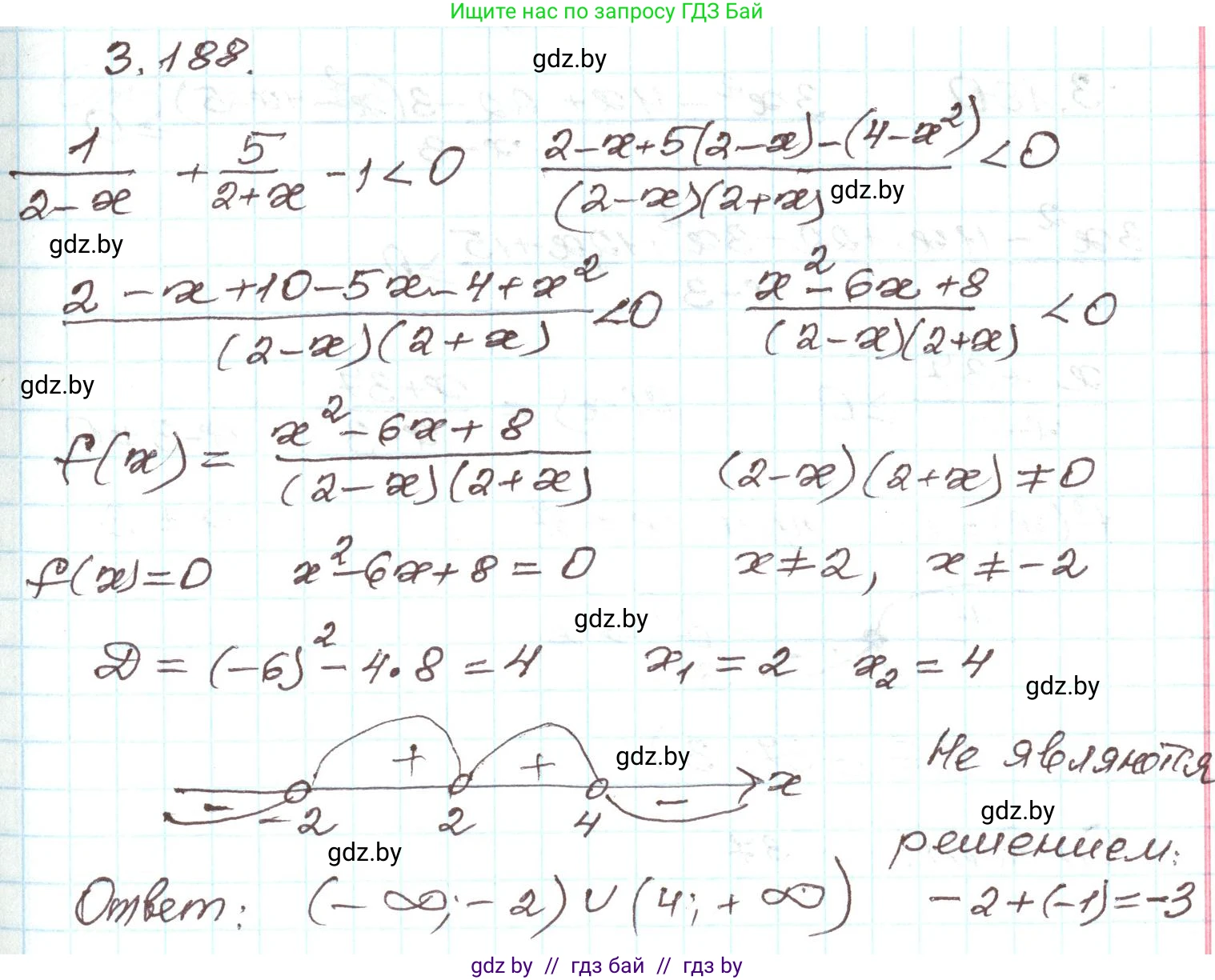 Алгебра, 9 класс Учебник, авторы: Арефьева Ирина Глебовна, Пирютко Ольга Николаевна, издательство Народная асвета, Минск, 2019, голубого цвета, страница 196, номер 3.188, Решение