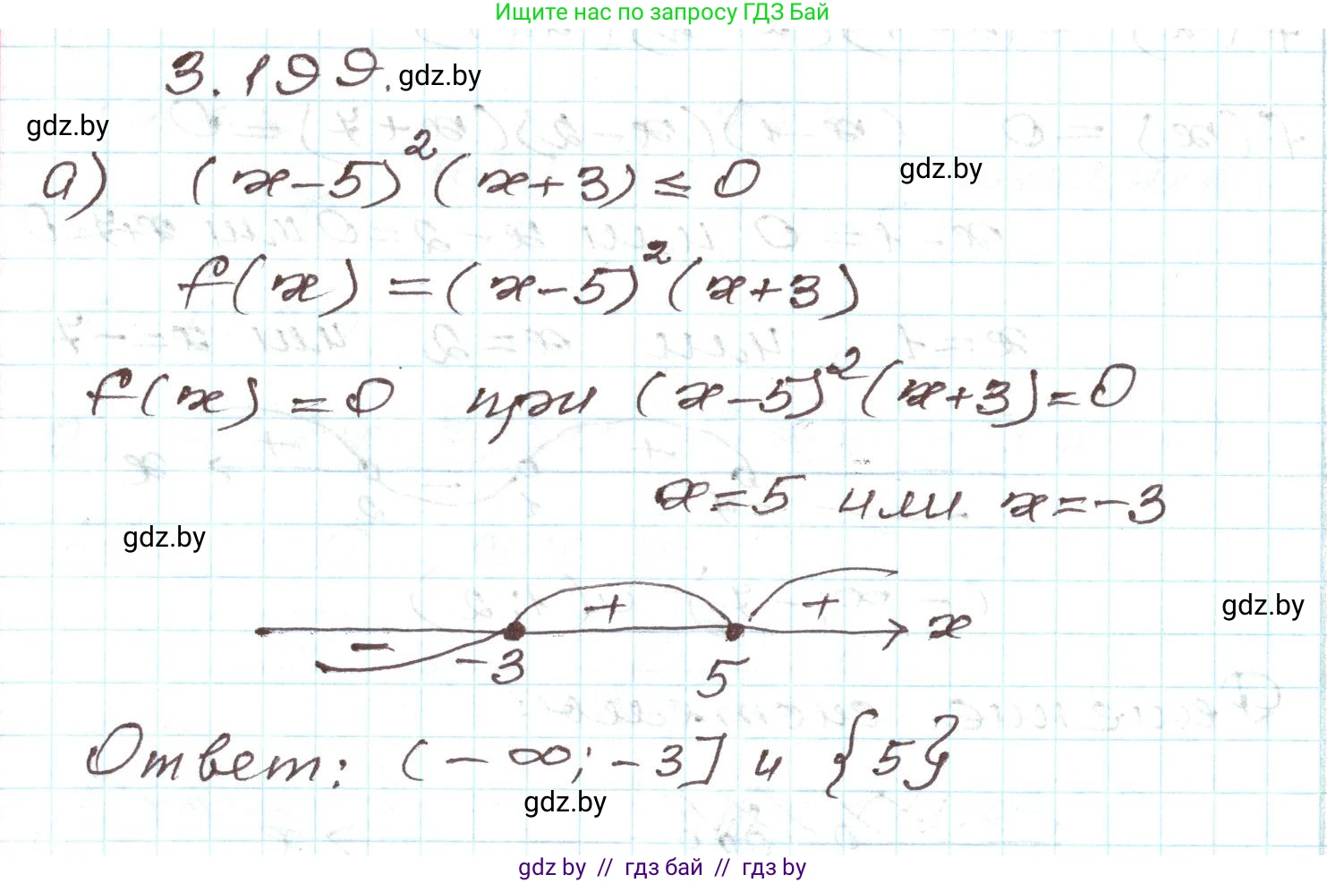 Алгебра, 9 класс Учебник, авторы: Арефьева Ирина Глебовна, Пирютко Ольга Николаевна, издательство Народная асвета, Минск, 2019, голубого цвета, страница 197, номер 3.199, Решение