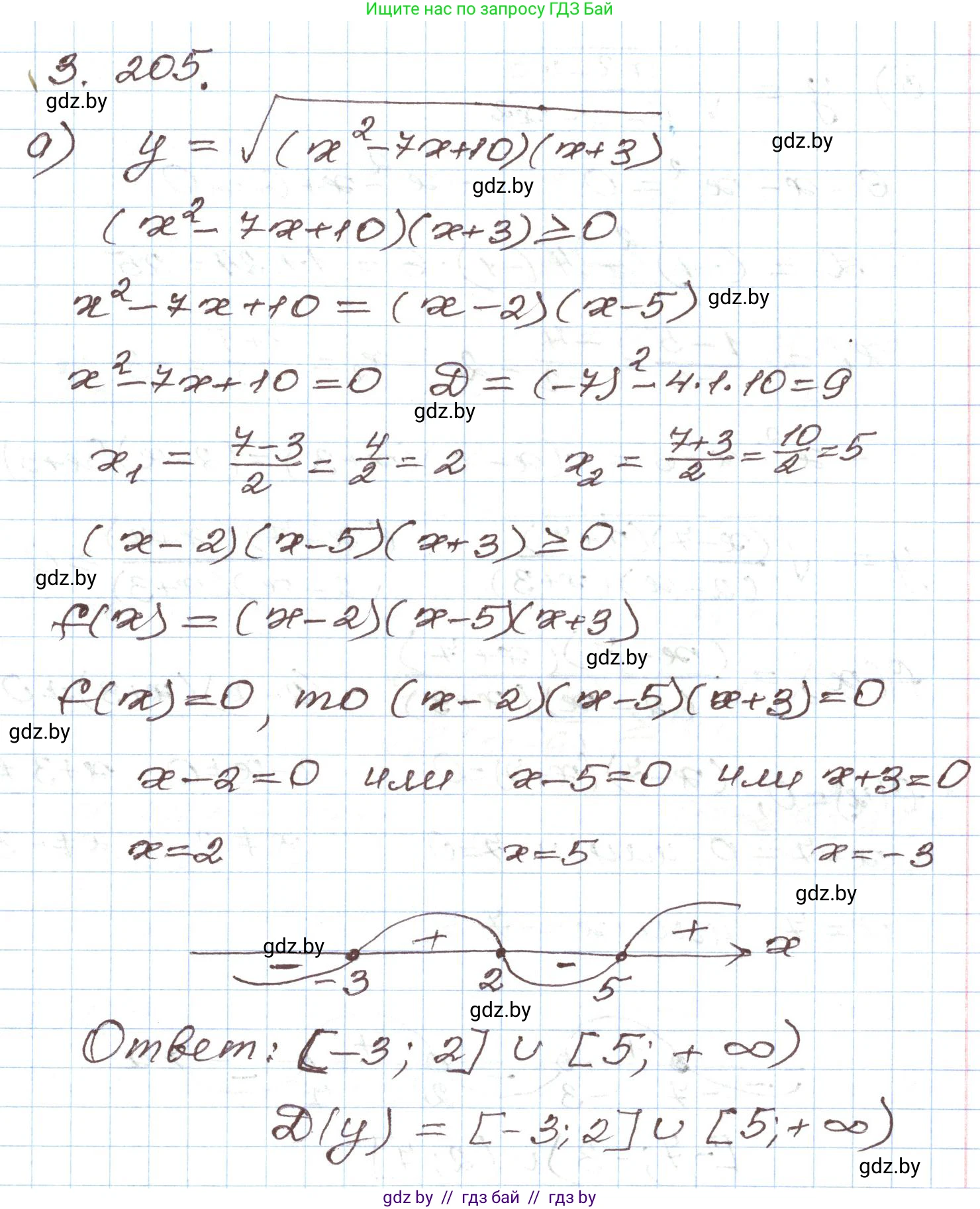 Алгебра, 9 класс Учебник, авторы: Арефьева Ирина Глебовна, Пирютко Ольга Николаевна, издательство Народная асвета, Минск, 2019, голубого цвета, страница 198, номер 3.205, Решение