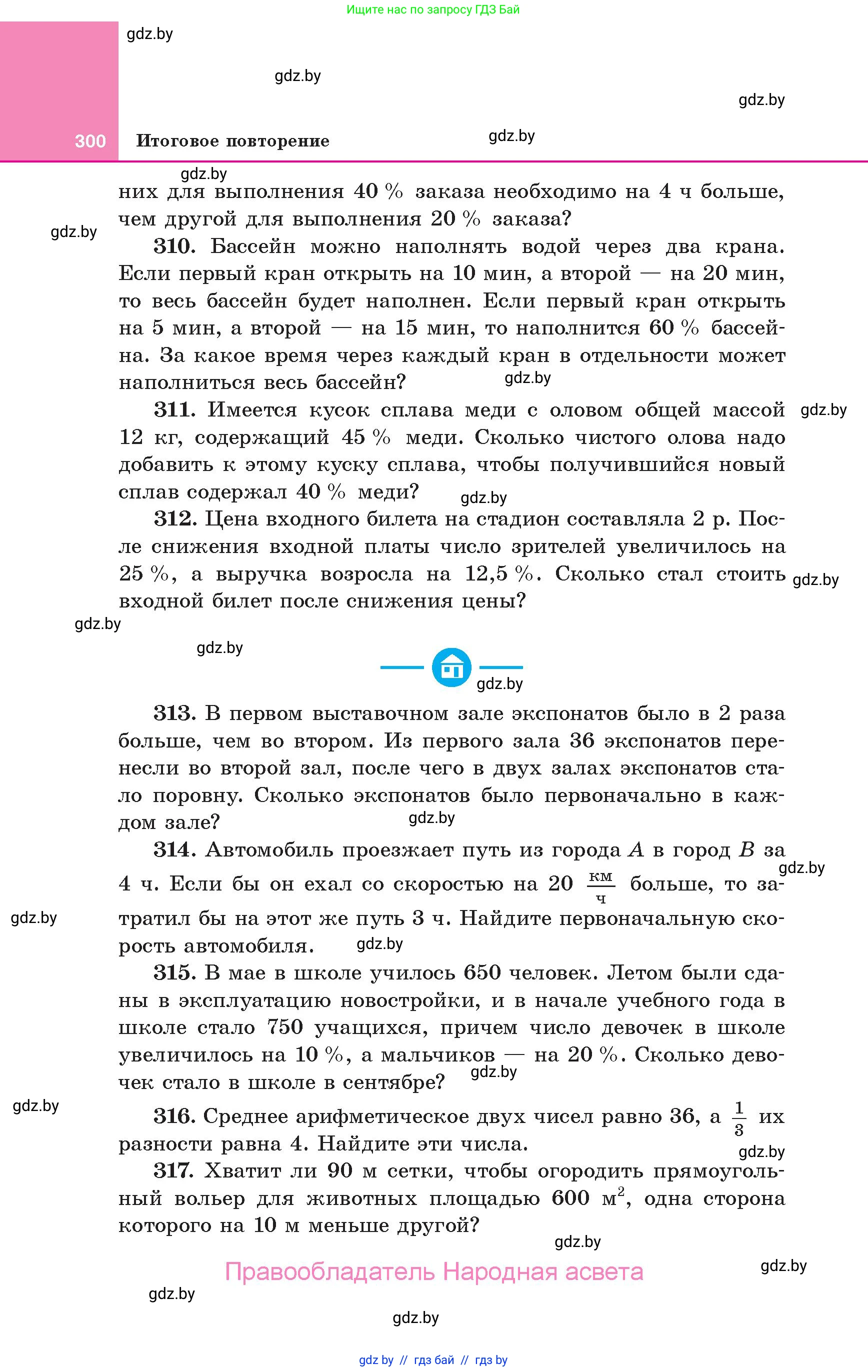 Алгебра, 10 класс Учебник, авторы: Арефьева Ирина Глебовна, Пирютко Ольга Николаевна, издательство Народная асвета, Минск, 2019, голубого цвета, страница 300