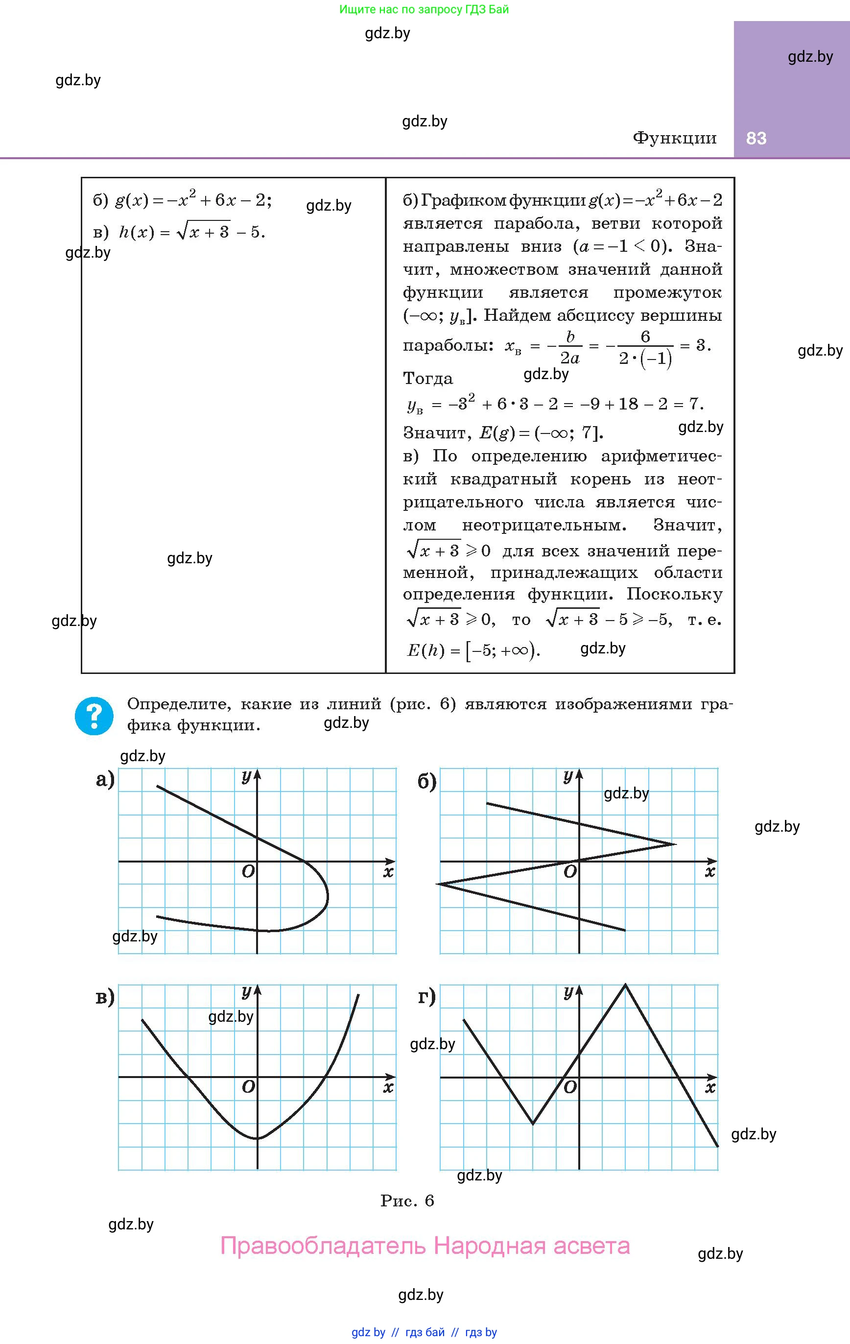 Алгебра, 10 класс Учебник, авторы: Арефьева Ирина Глебовна, Пирютко Ольга Николаевна, издательство Народная асвета, Минск, 2019, голубого цвета, страница 83