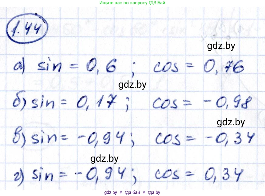 Алгебра, 10 класс Учебник, авторы: Арефьева Ирина Глебовна, Пирютко Ольга Николаевна, издательство Народная асвета, Минск, 2019, голубого цвета, страница 27, номер 1.44, Решение