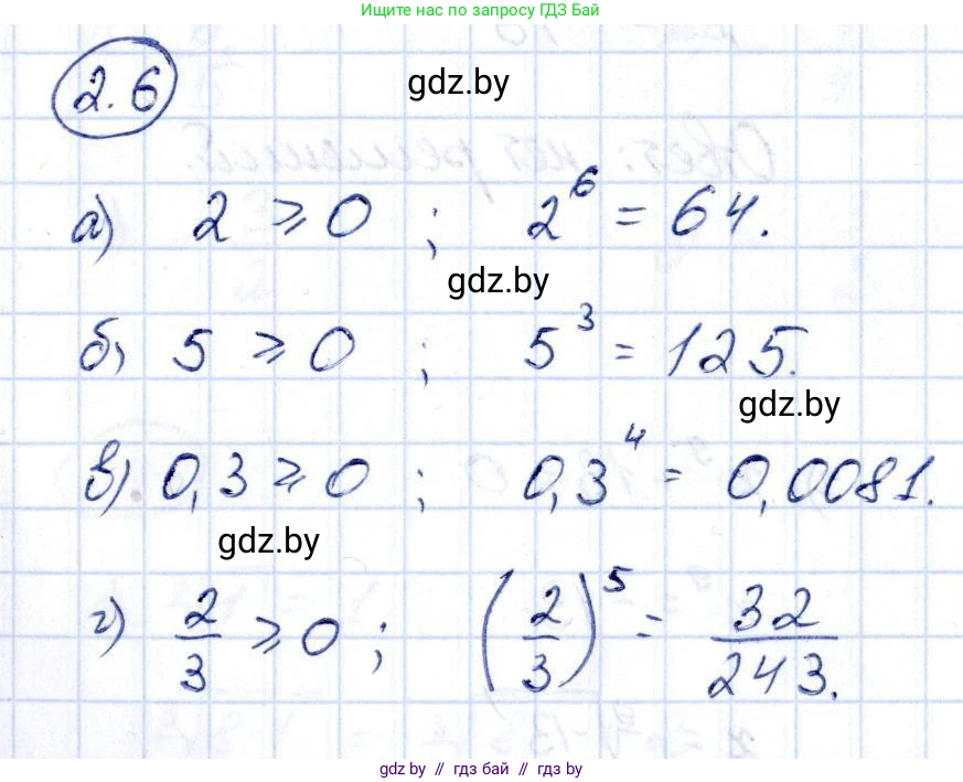 Алгебра, 10 класс Учебник, авторы: Арефьева Ирина Глебовна, Пирютко Ольга Николаевна, издательство Народная асвета, Минск, 2019, голубого цвета, страница 166, номер 2.6, Решение