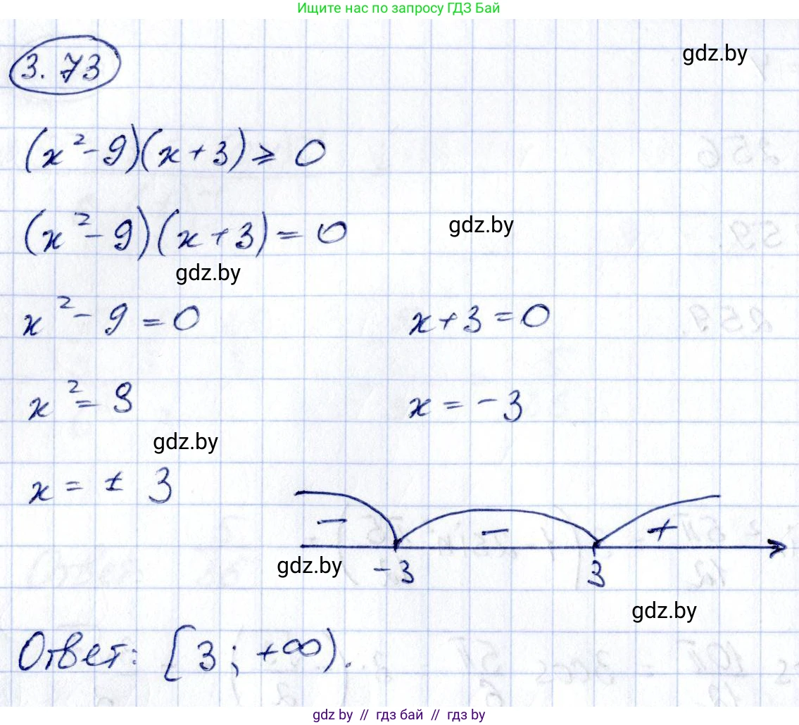 Алгебра, 10 класс Учебник, авторы: Арефьева Ирина Глебовна, Пирютко Ольга Николаевна, издательство Народная асвета, Минск, 2019, голубого цвета, страница 239, номер 3.73, Решение