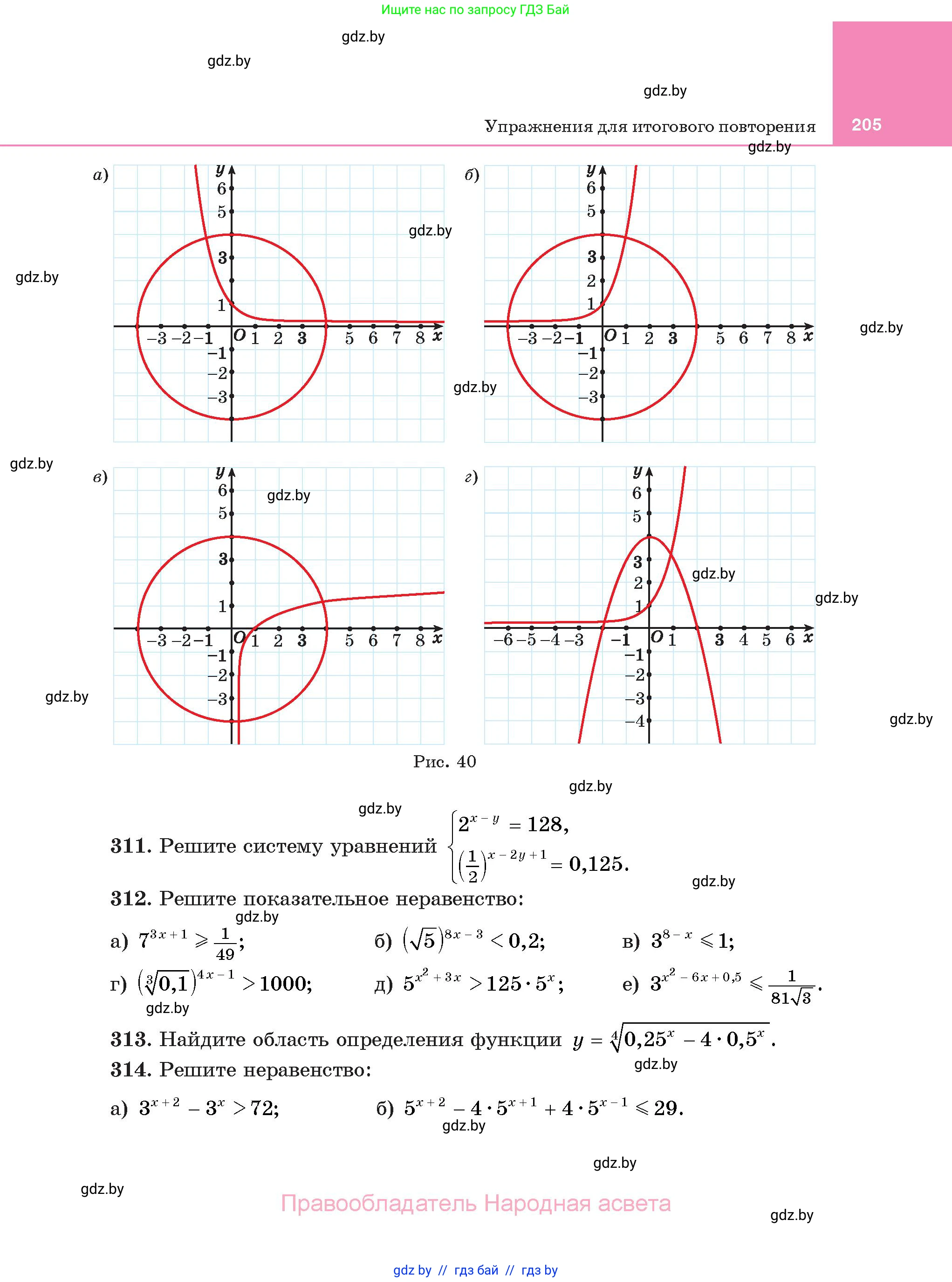 Алгебра, 11 класс Учебник, авторы: Арефьева Ирина Глебовна, Пирютко Ольга Николаевна, издательство Народная асвета, Минск, 2020, бирюзового цвета, страница 205