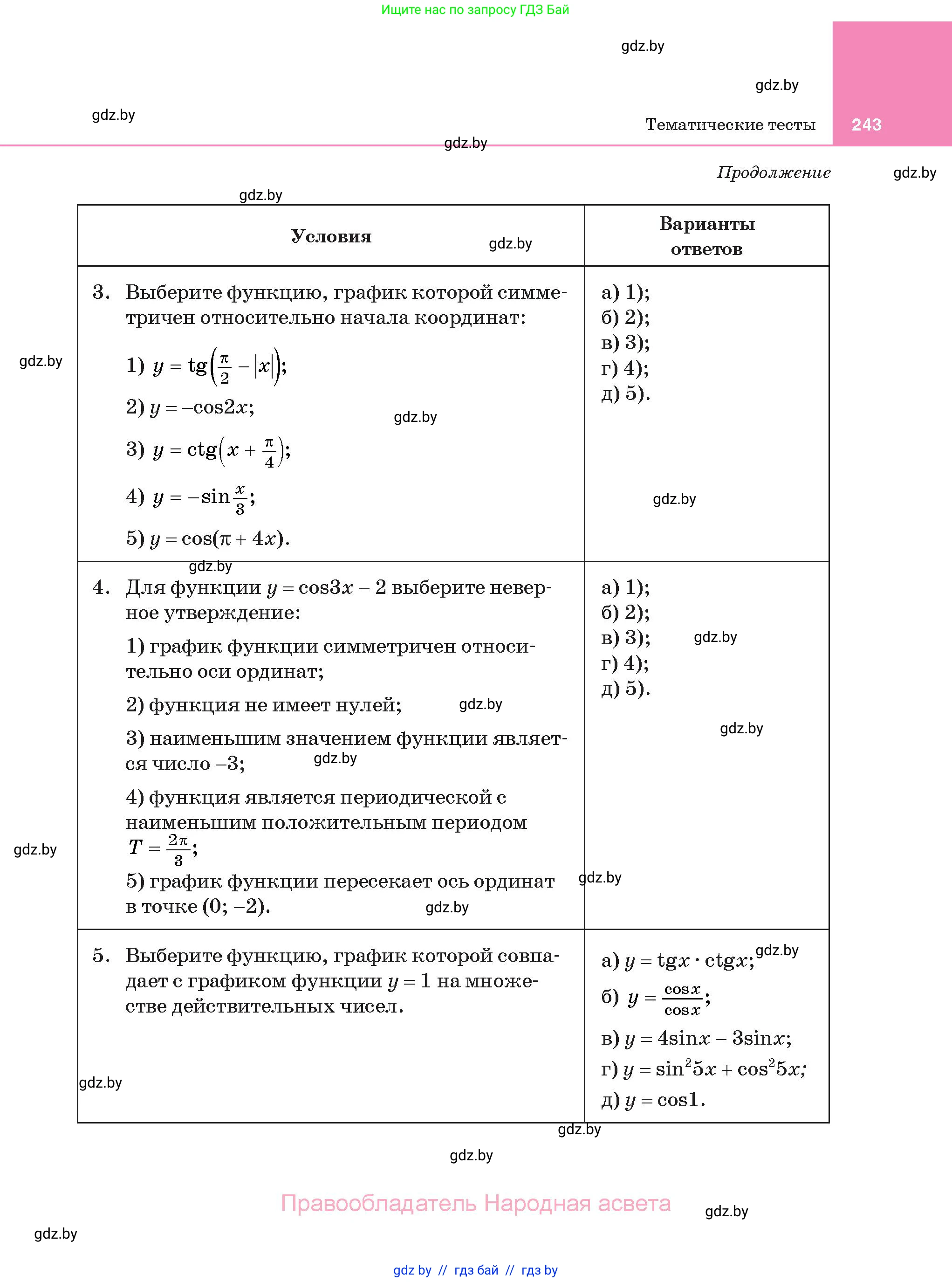 Алгебра, 11 класс Учебник, авторы: Арефьева Ирина Глебовна, Пирютко Ольга Николаевна, издательство Народная асвета, Минск, 2020, бирюзового цвета, страница 243