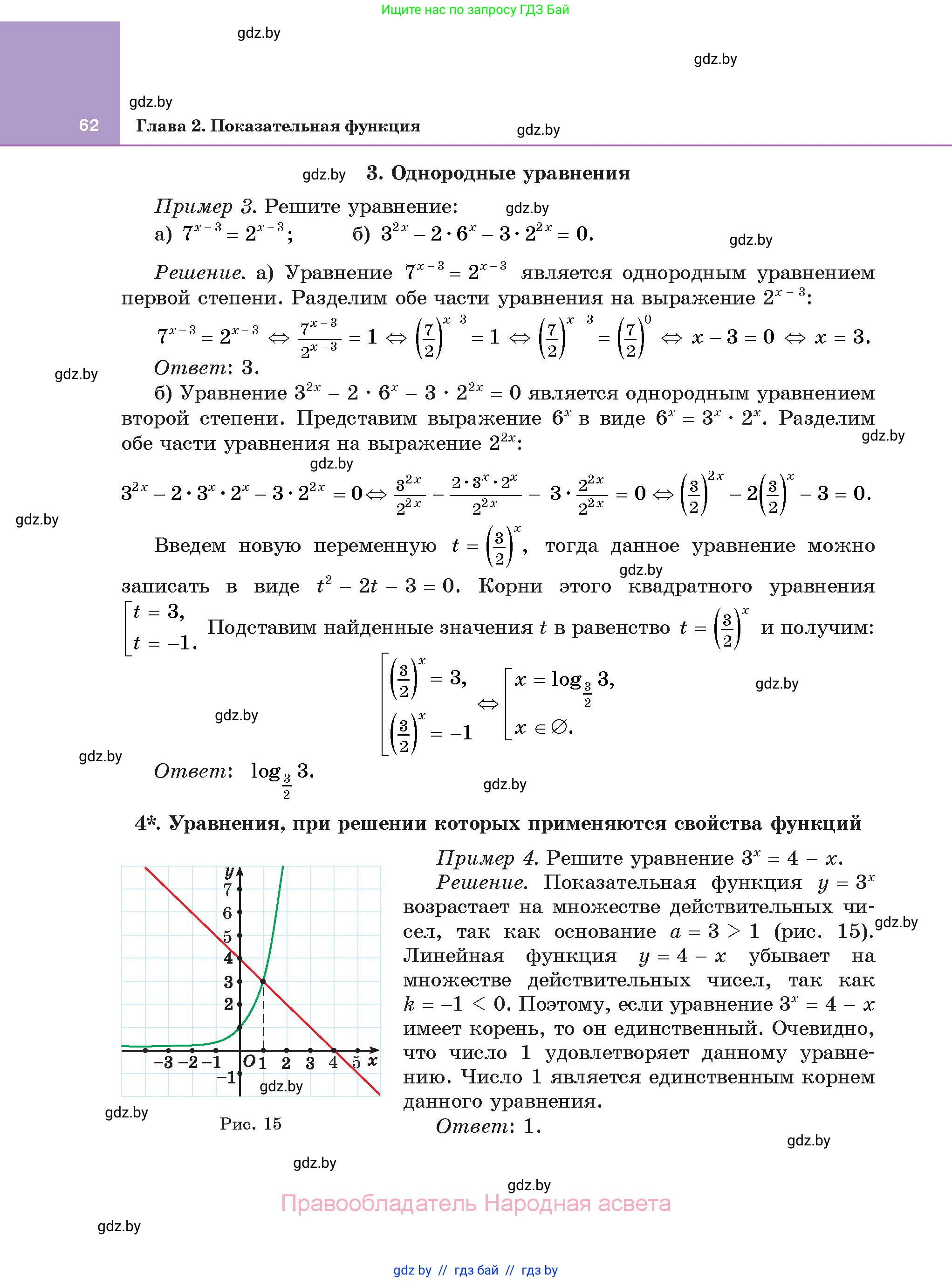 Алгебра, 11 класс Учебник, авторы: Арефьева Ирина Глебовна, Пирютко Ольга Николаевна, издательство Народная асвета, Минск, 2020, бирюзового цвета, страница 62