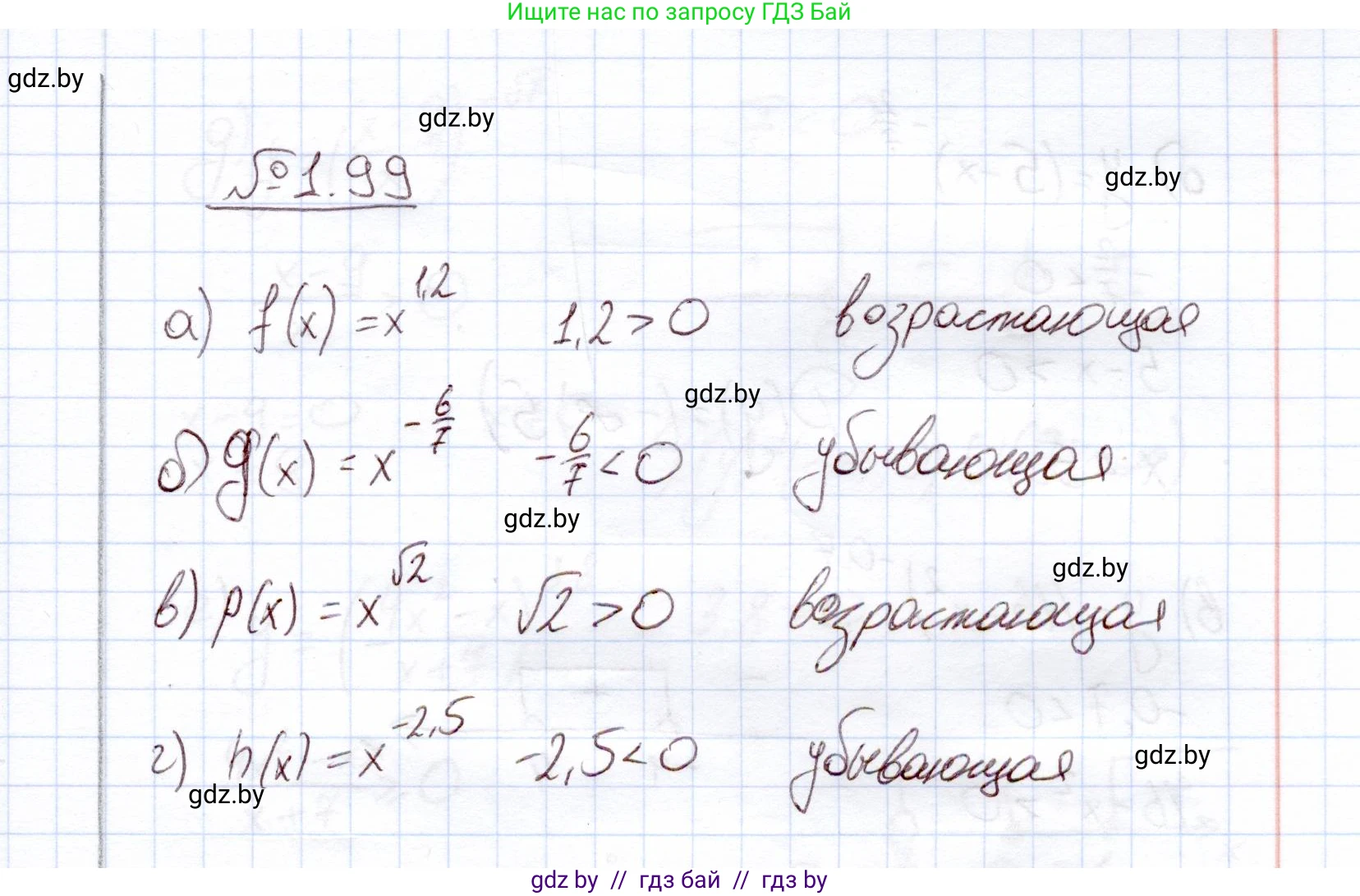 Алгебра, 11 класс Учебник, авторы: Арефьева Ирина Глебовна, Пирютко Ольга Николаевна, издательство Народная асвета, Минск, 2020, бирюзового цвета, страница 29, номер 1.99, Решение