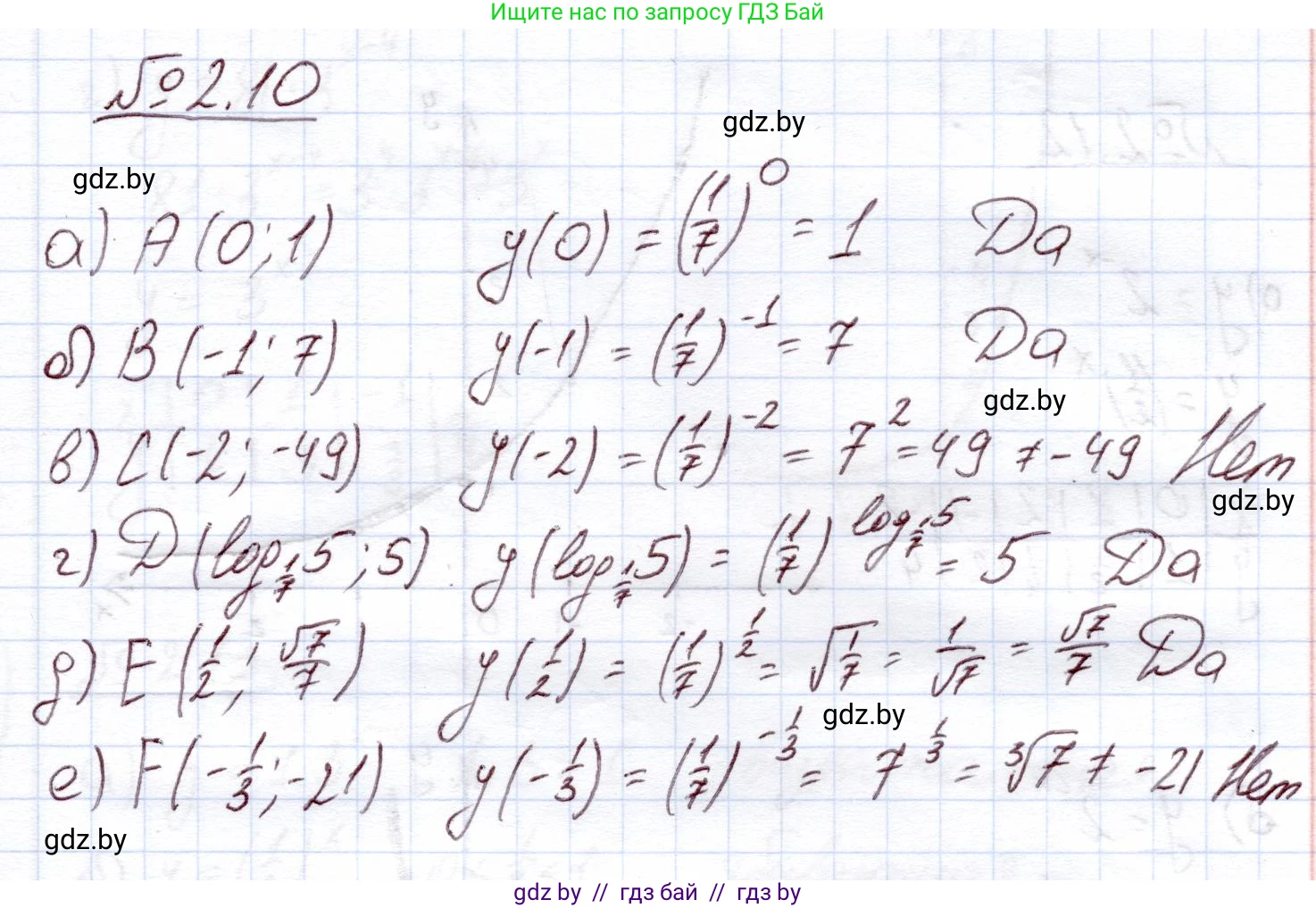 Алгебра, 11 класс Учебник, авторы: Арефьева Ирина Глебовна, Пирютко Ольга Николаевна, издательство Народная асвета, Минск, 2020, бирюзового цвета, страница 53, номер 2.10, Решение