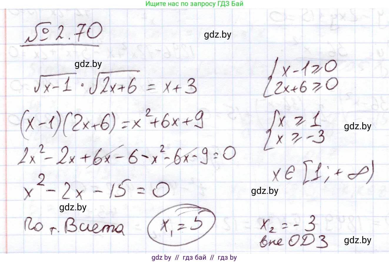 Алгебра, 11 класс Учебник, авторы: Арефьева Ирина Глебовна, Пирютко Ольга Николаевна, издательство Народная асвета, Минск, 2020, бирюзового цвета, страница 60, номер 2.70, Решение