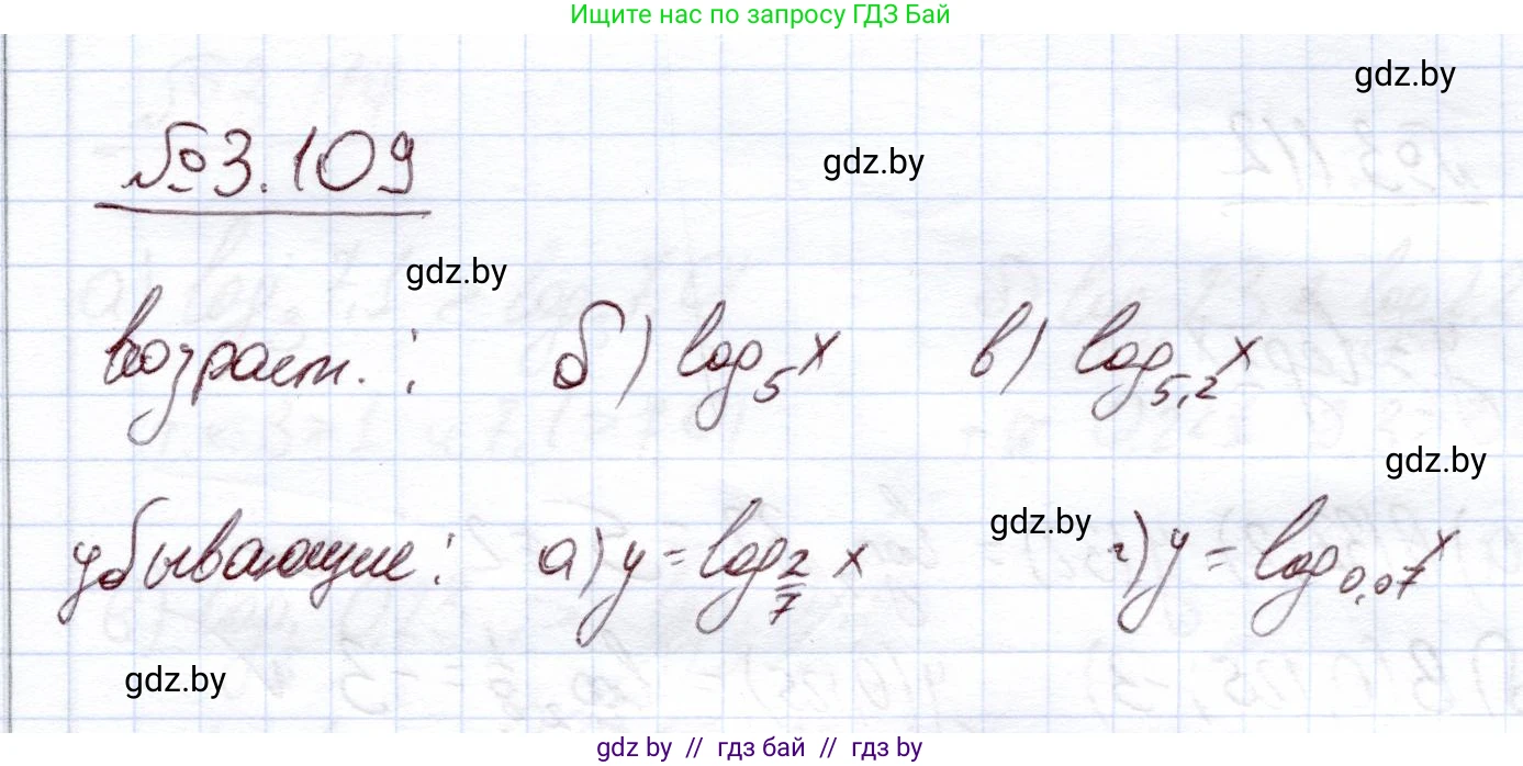 Алгебра, 11 класс Учебник, авторы: Арефьева Ирина Глебовна, Пирютко Ольга Николаевна, издательство Народная асвета, Минск, 2020, бирюзового цвета, страница 126, номер 3.109, Решение