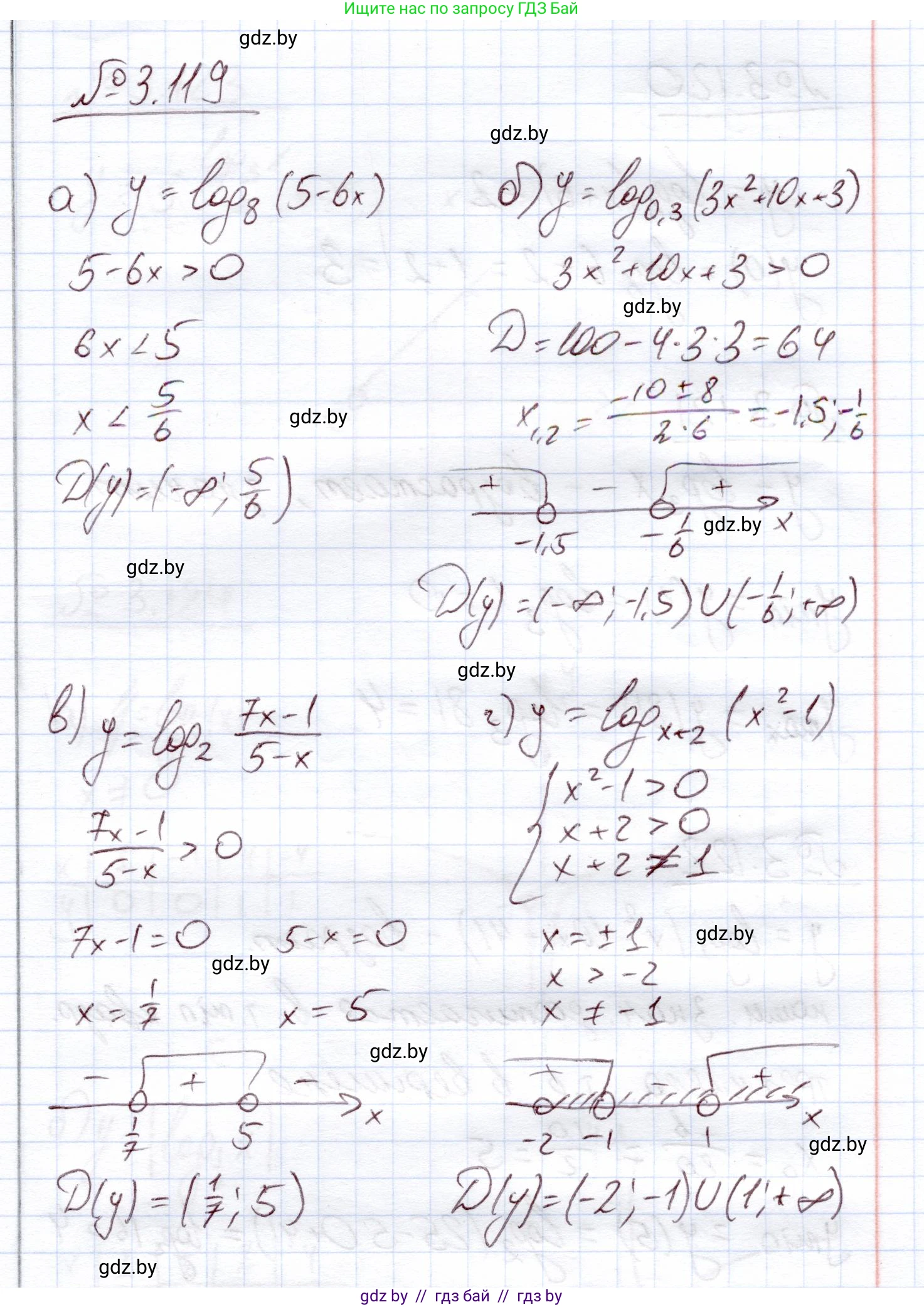 Алгебра, 11 класс Учебник, авторы: Арефьева Ирина Глебовна, Пирютко Ольга Николаевна, издательство Народная асвета, Минск, 2020, бирюзового цвета, страница 127, номер 3.119, Решение