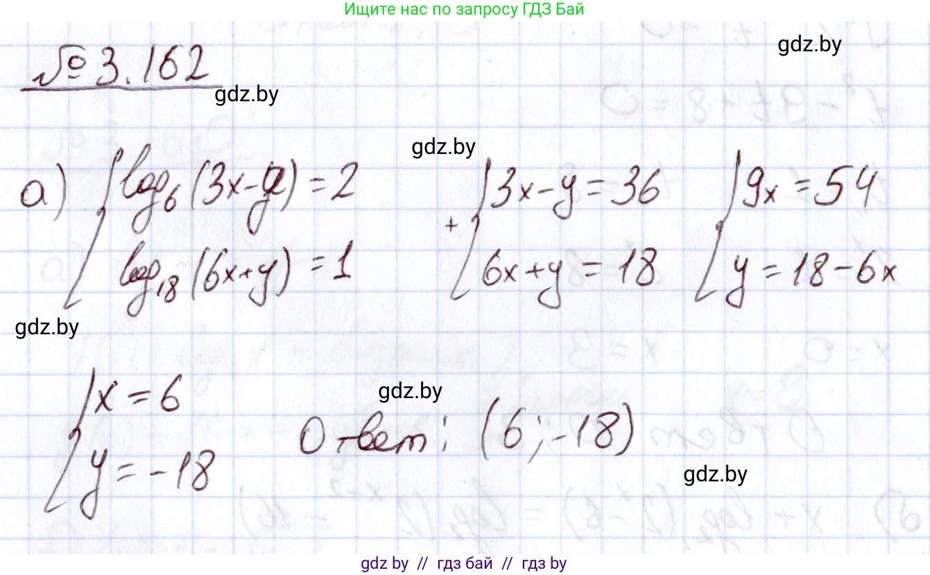 Алгебра, 11 класс Учебник, авторы: Арефьева Ирина Глебовна, Пирютко Ольга Николаевна, издательство Народная асвета, Минск, 2020, бирюзового цвета, страница 141, номер 3.162, Решение