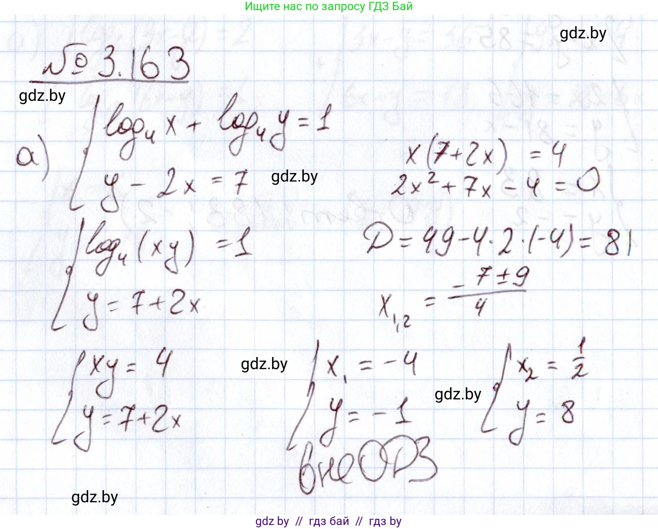 Алгебра, 11 класс Учебник, авторы: Арефьева Ирина Глебовна, Пирютко Ольга Николаевна, издательство Народная асвета, Минск, 2020, бирюзового цвета, страница 141, номер 3.163, Решение