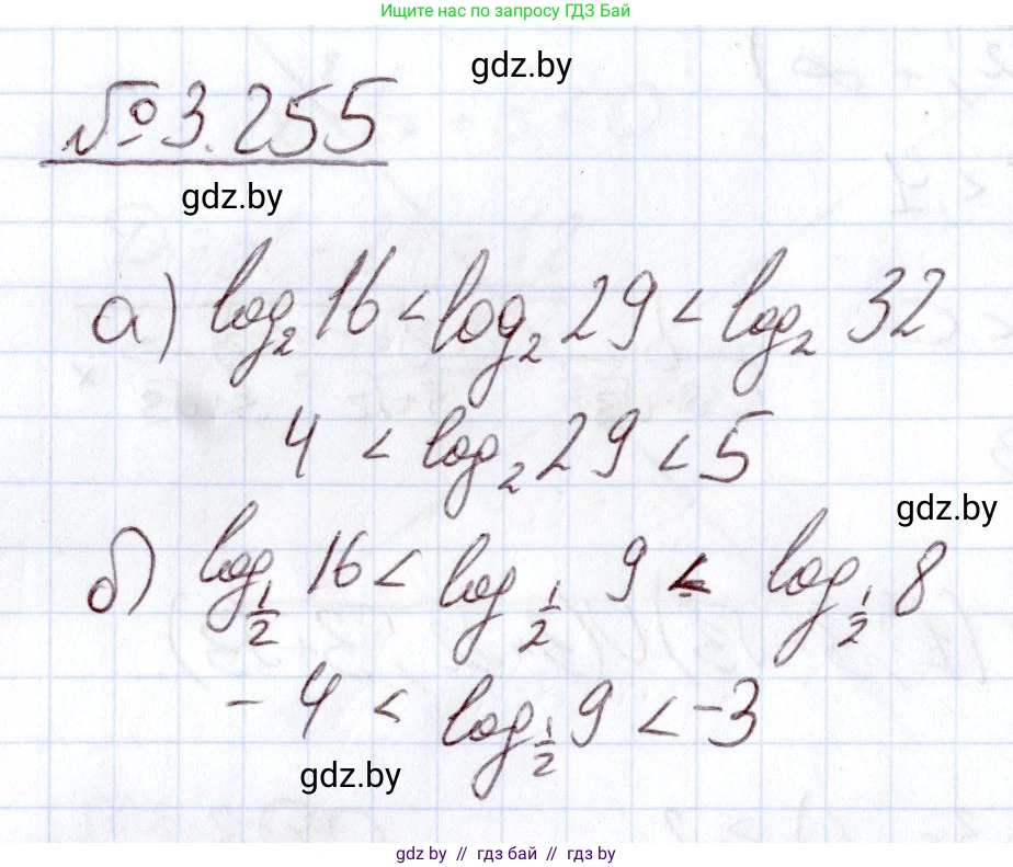 Алгебра, 11 класс Учебник, авторы: Арефьева Ирина Глебовна, Пирютко Ольга Николаевна, издательство Народная асвета, Минск, 2020, бирюзового цвета, страница 160, номер 3.255, Решение