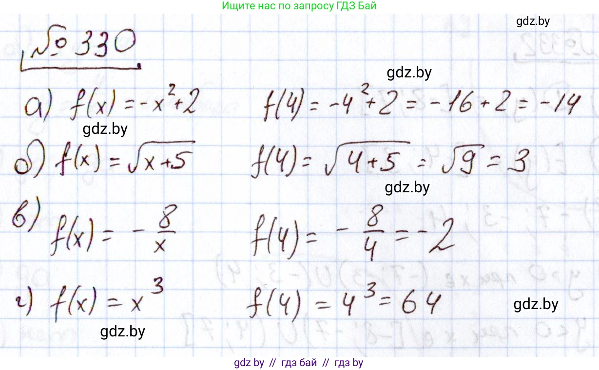 Алгебра, 11 класс Учебник, авторы: Арефьева Ирина Глебовна, Пирютко Ольга Николаевна, издательство Народная асвета, Минск, 2020, бирюзового цвета, страница 208, номер 330, Решение