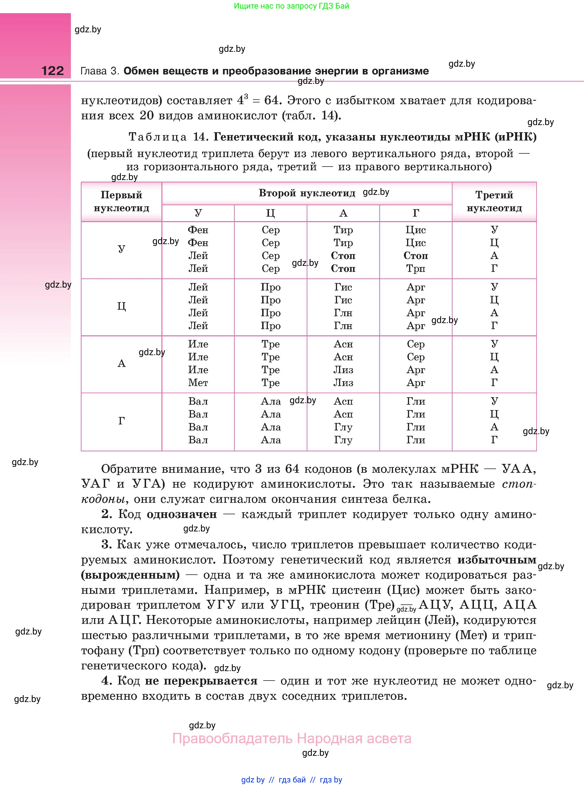 Биология, 11 класс Учебник, авторы: Дашков Максим Леонидович, Песнякевич Александр Георгиевич, Головач Алексей Михайлович, издательство Народная асвета, Минск, 2021, голубого цвета, страница 122