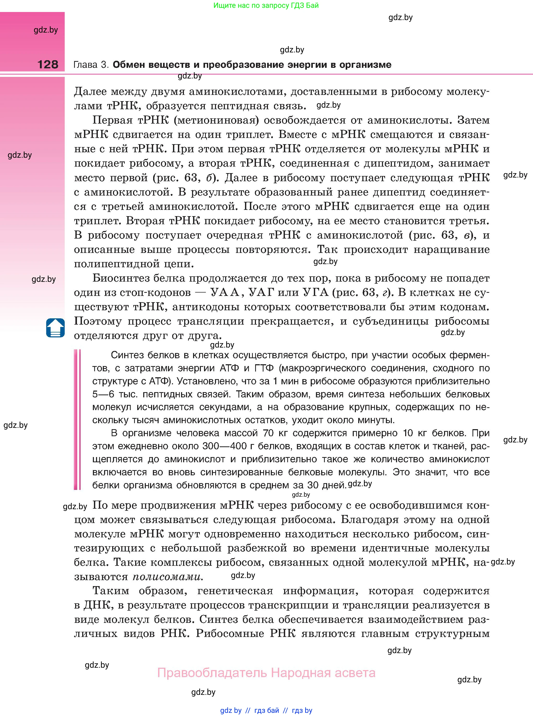 Биология, 11 класс Учебник, авторы: Дашков Максим Леонидович, Песнякевич Александр Георгиевич, Головач Алексей Михайлович, издательство Народная асвета, Минск, 2021, голубого цвета, страница 128