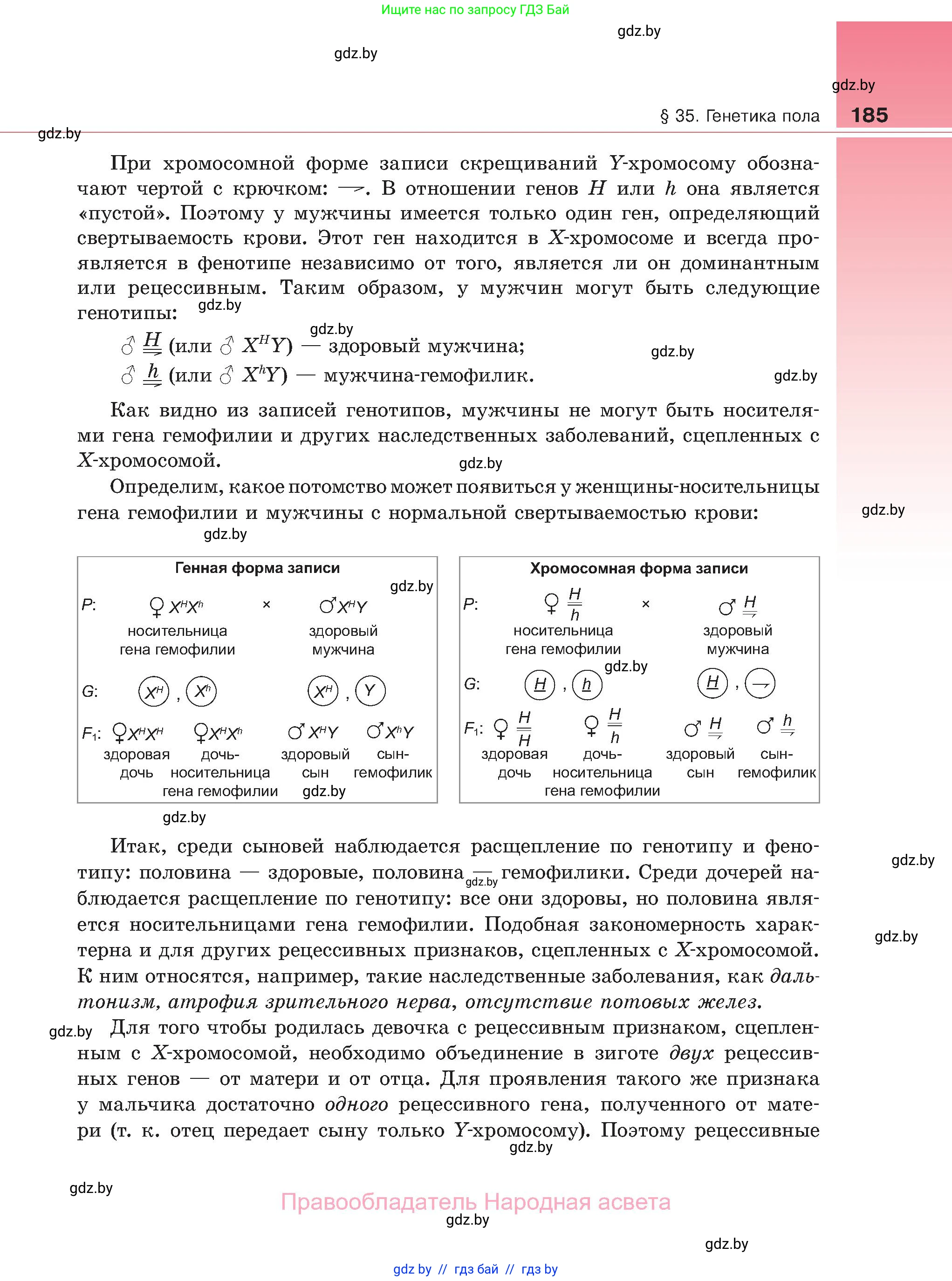 Биология, 11 класс Учебник, авторы: Дашков Максим Леонидович, Песнякевич Александр Георгиевич, Головач Алексей Михайлович, издательство Народная асвета, Минск, 2021, голубого цвета, страница 185