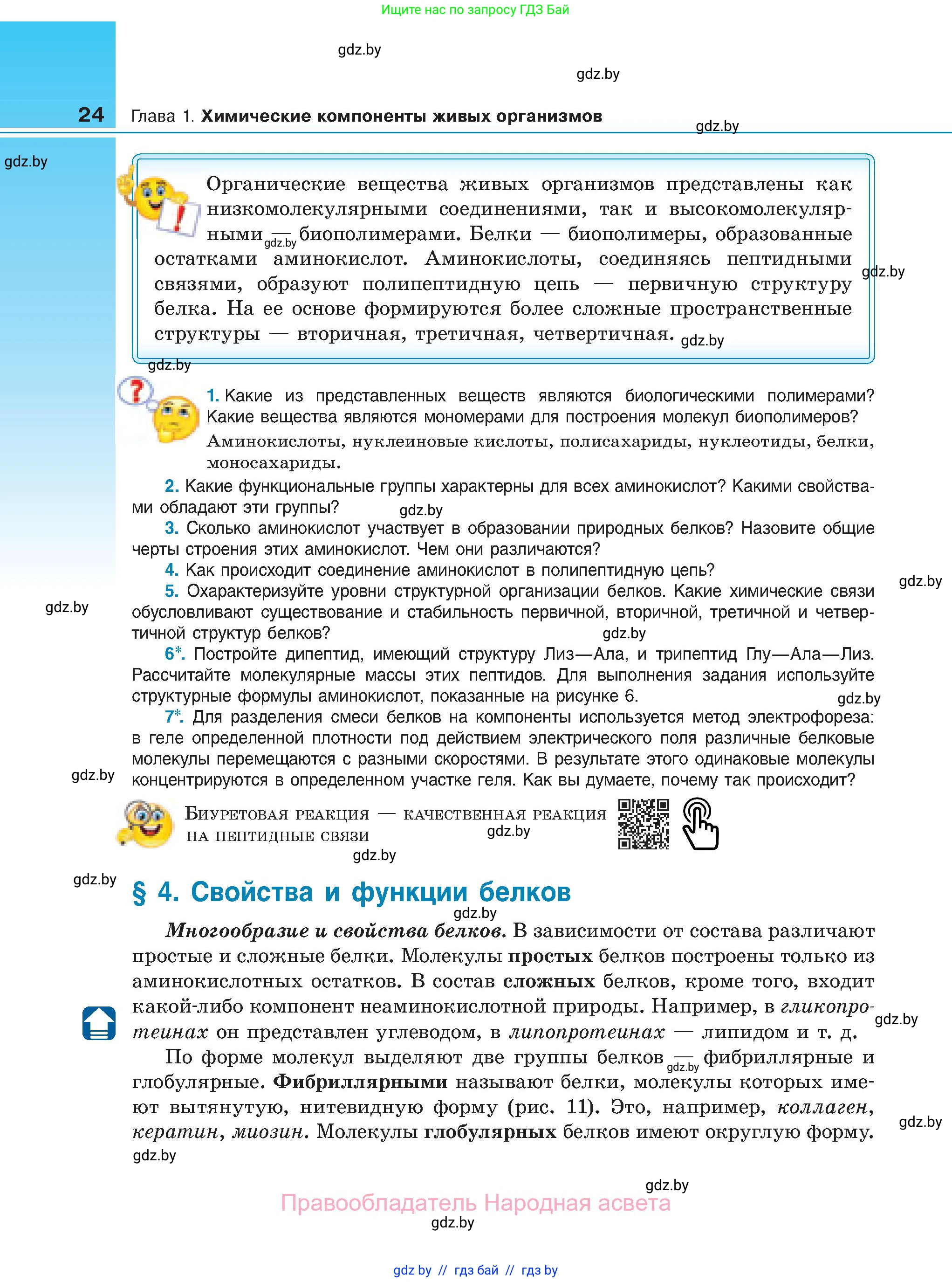 Биология, 11 класс Учебник, авторы: Дашков Максим Леонидович, Песнякевич Александр Георгиевич, Головач Алексей Михайлович, издательство Народная асвета, Минск, 2021, голубого цвета, страница 24