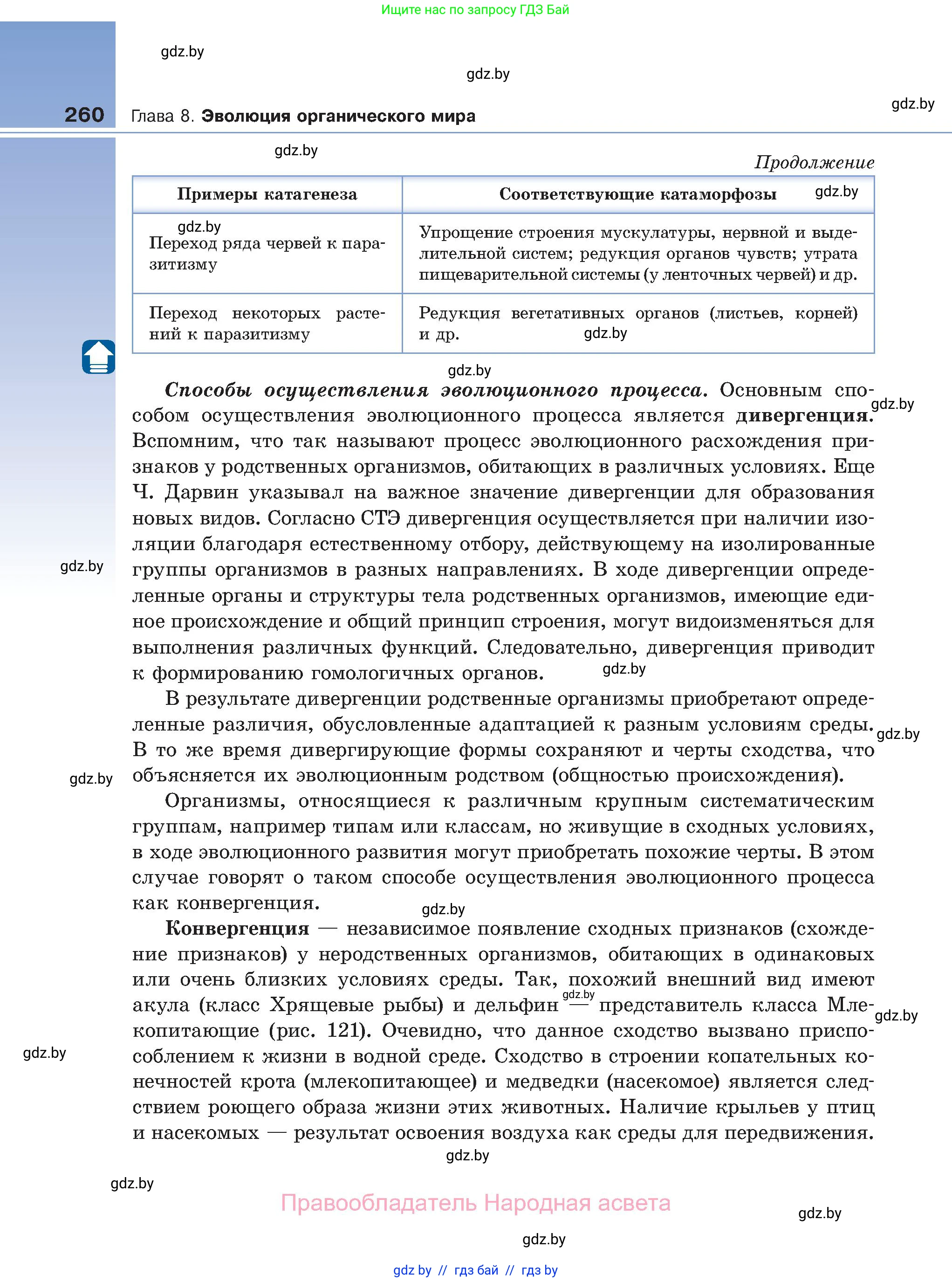 Биология, 11 класс Учебник, авторы: Дашков Максим Леонидович, Песнякевич Александр Георгиевич, Головач Алексей Михайлович, издательство Народная асвета, Минск, 2021, голубого цвета, страница 260