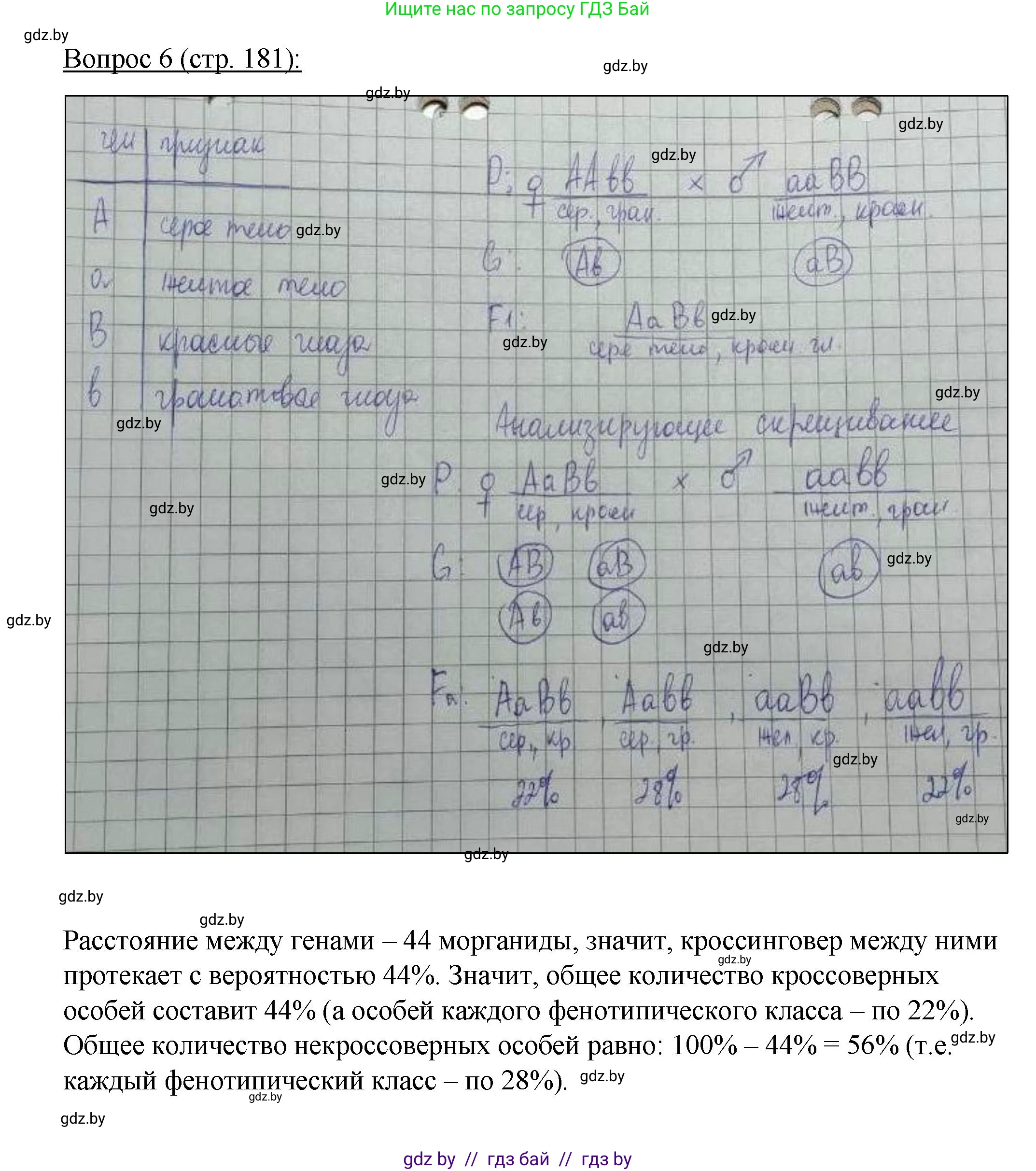 Биология, 11 класс Учебник, авторы: Дашков Максим Леонидович, Песнякевич Александр Георгиевич, Головач Алексей Михайлович, издательство Народная асвета, Минск, 2021, голубого цвета, страница 181, номер 6, Решение