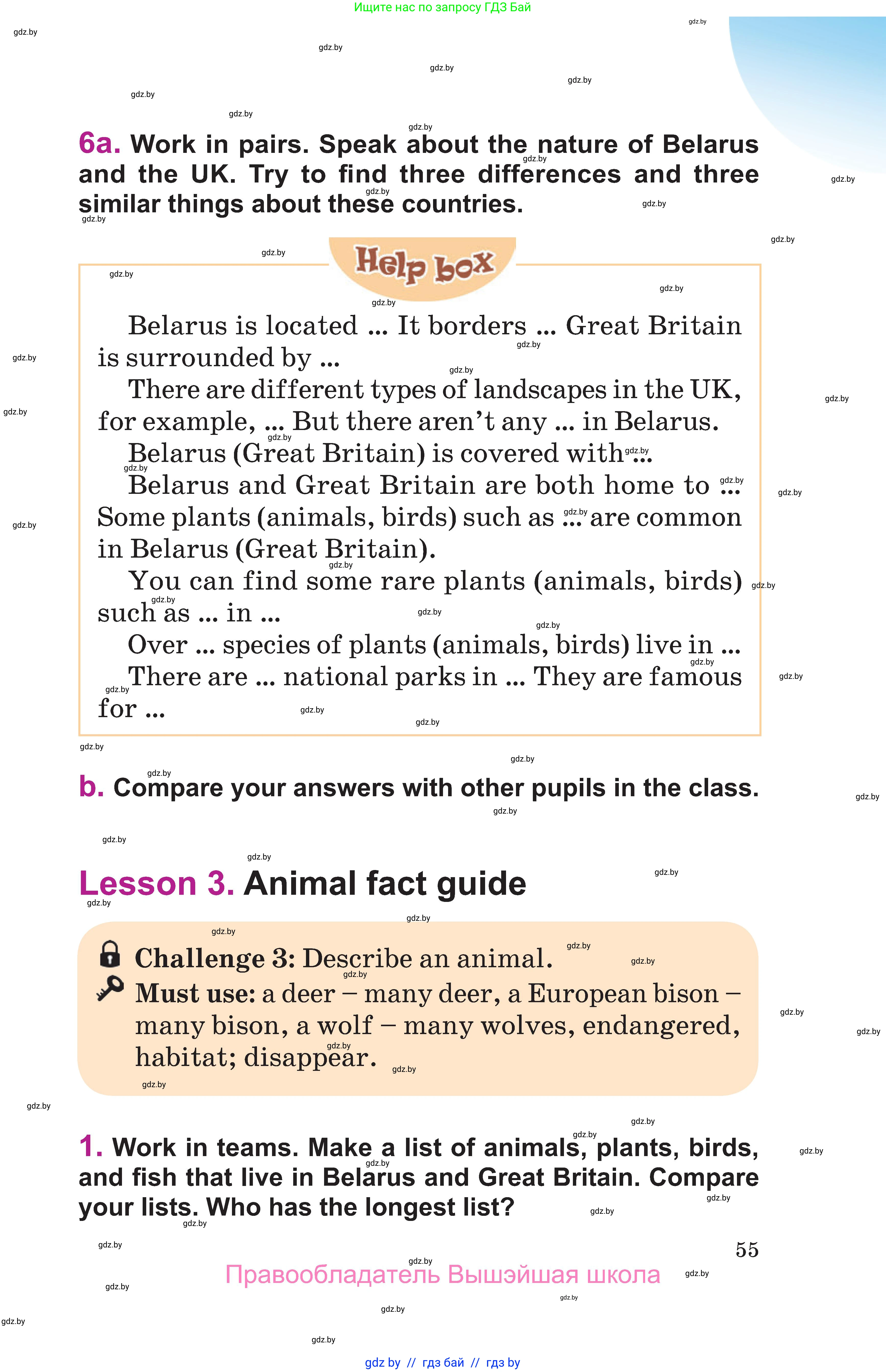 Английский язык (english), 6 класс Учебник, авторы: Демченко Наталья Валентиновна, Севрюкова Татьяна Юрьевна, Юхнель Наталья Валентиновна, Наумова Елена Георгиевна, Рыбалко О Н, Манешина А В, Маслёнченко Н А, издательство Вышэйшая школа, Минск, 2018, красного цвета, Часть 1, страница 55
