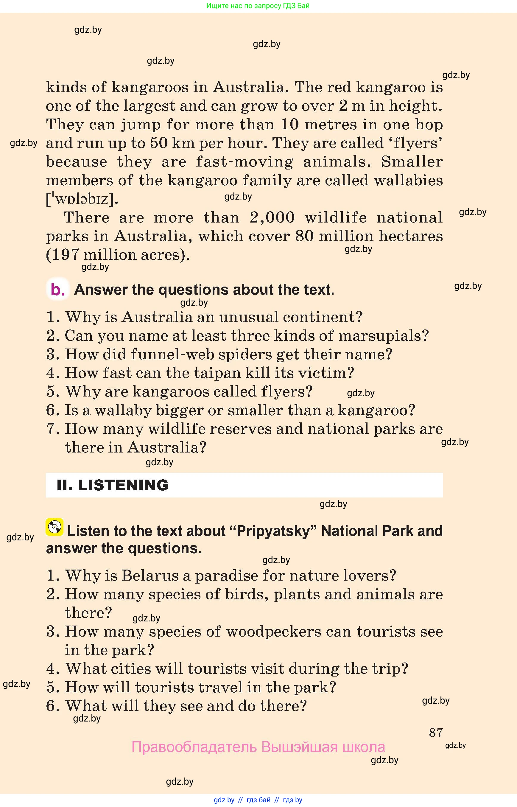 Английский язык (english), 6 класс Учебник, авторы: Демченко Наталья Валентиновна, Севрюкова Татьяна Юрьевна, Юхнель Наталья Валентиновна, Наумова Елена Георгиевна, Рыбалко О Н, Манешина А В, Маслёнченко Н А, издательство Вышэйшая школа, Минск, 2018, красного цвета, Часть 2, страница 87