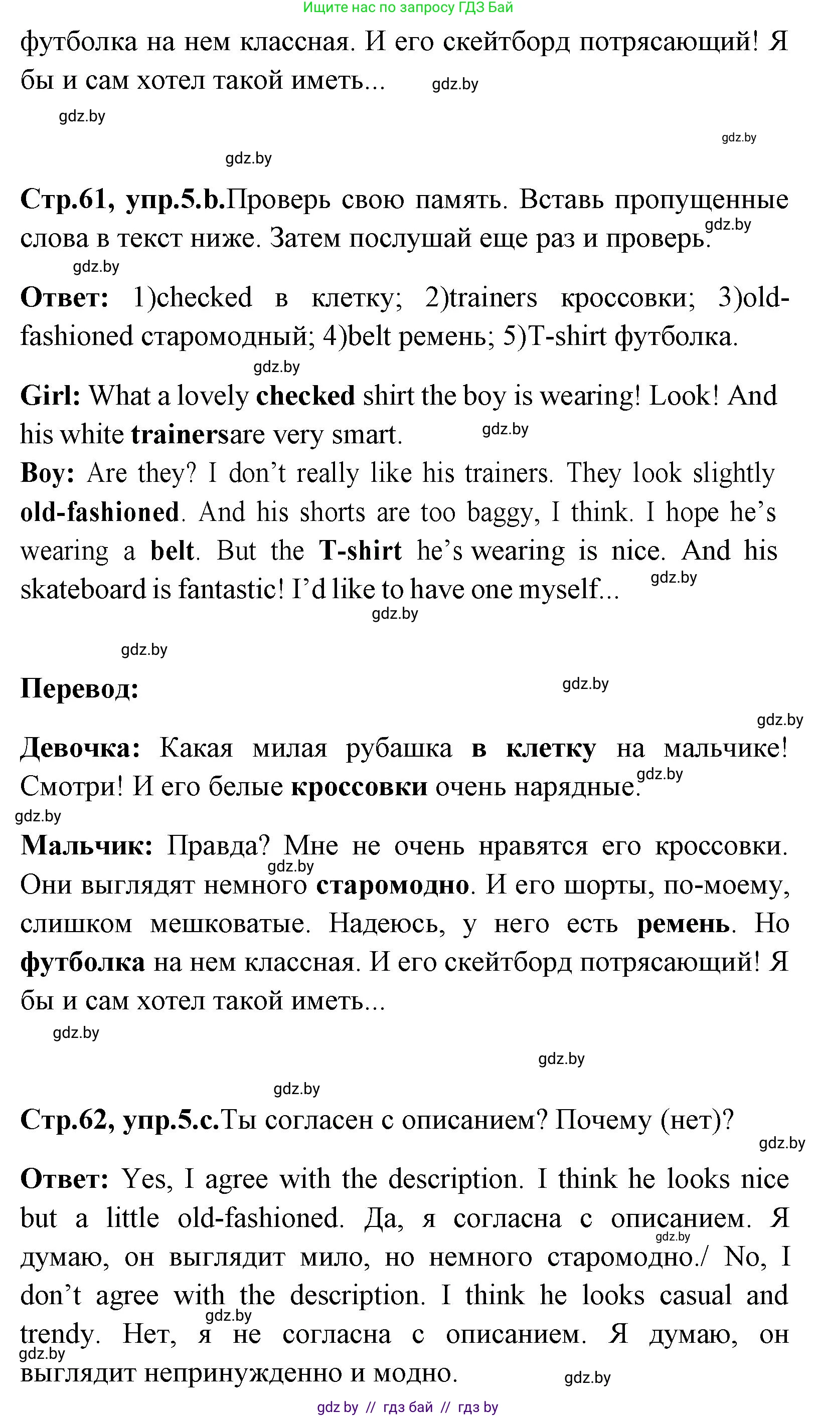 Английский язык (english), 7 класс Учебник (Student's book), авторы: Юхнель Наталья Валентиновна, Демченко Наталья Валентиновна, Наумова Елена Георгиевна, Романчук Вероника Романовна, издательство Вышэйшая школа, Минск, 2023, страница 61, номер 5, Решение (продолжение 2)