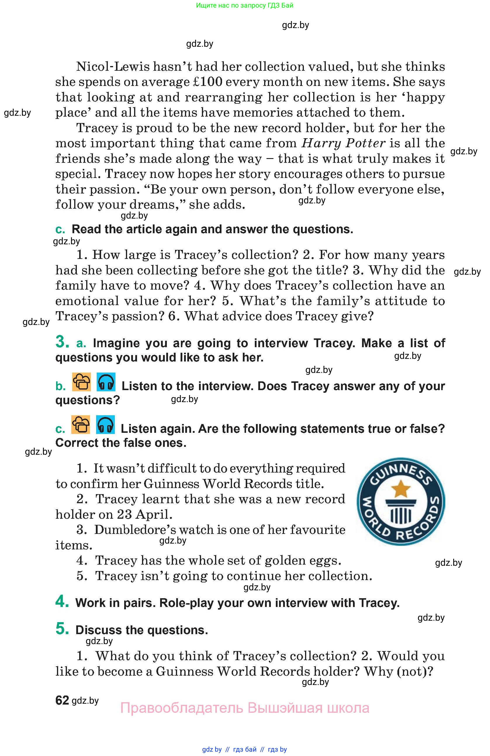 Английский язык (english), 9 класс Учебник (Student's book), авторы: Демченко Наталья Валентиновна, Юхнель Наталья Валентиновна, Романчук Вероника Романовна, Малиновская Елена Александровна, Севрюкова Татьяна Юрьевна, издательство Вышэйшая школа, Минск, 2022, белого цвета, Часть ( Part) 2, страница 62