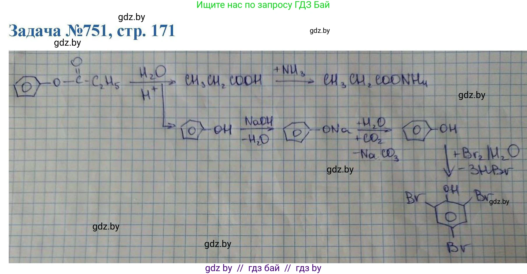 Химия, 10 класс Сборник задач, авторы: Матулис Вадим Эдвардович, Матулис Виталий Эдвардович, Колевич Татьяна Александровна, издательство Национальный институт образования, Минск, 2021, страница 171, номер 751, Решение