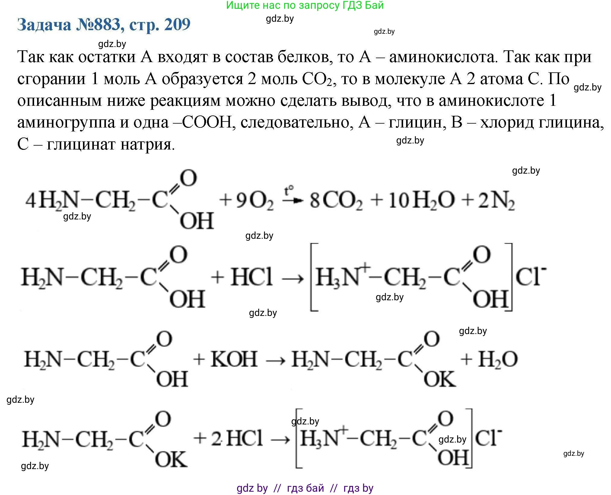 Химия, 10 класс Сборник задач, авторы: Матулис Вадим Эдвардович, Матулис Виталий Эдвардович, Колевич Татьяна Александровна, издательство Национальный институт образования, Минск, 2021, страница 209, номер 883, Решение