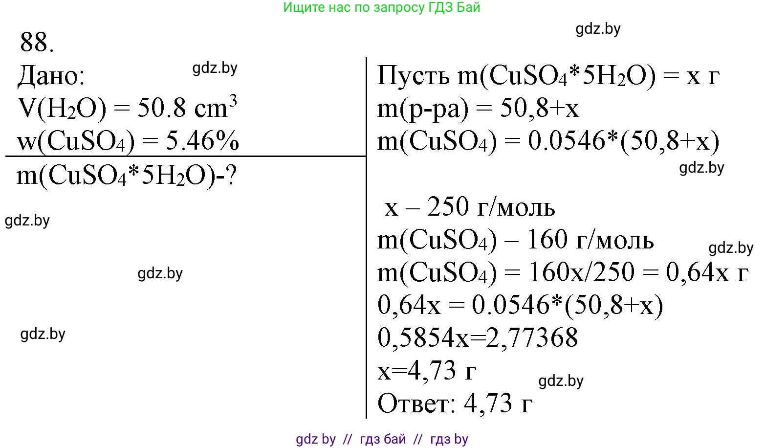 Химия, 11 класс Сборник задач, авторы: Хвалюк Виктор Николаевич, Резяпкин Виктор Ильич, издательство Адукацыя i выхаванне, Минск, 2023, зелёного цвета, страница 21, номер 88, Решение