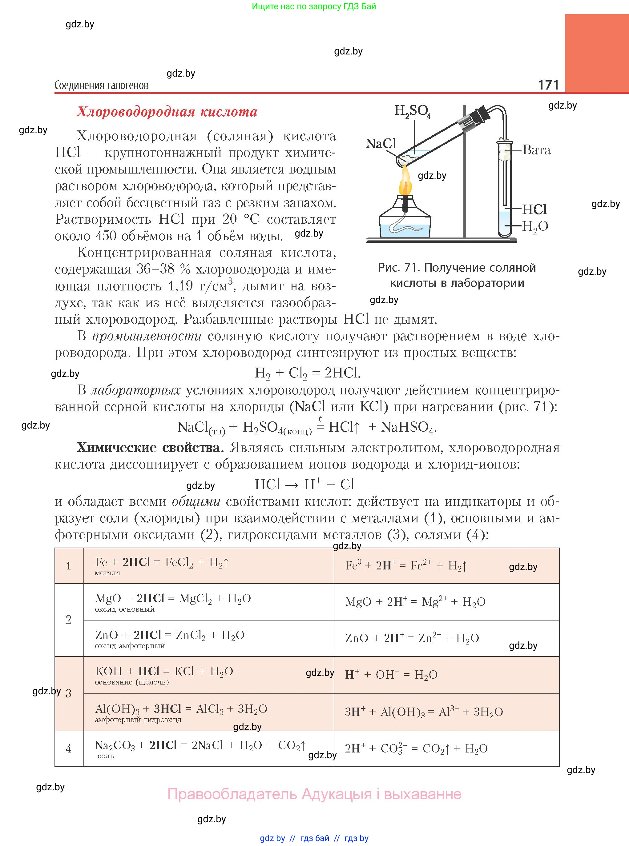 Химия, 11 класс Учебник, авторы: Мычко Дмитрий Иванович, Прохоревич Константин Николаевич, Борушко Ирина Ивановна, издательство Адукацыя i выхаванне, Минск, 2021, зелёного цвета, страница 171