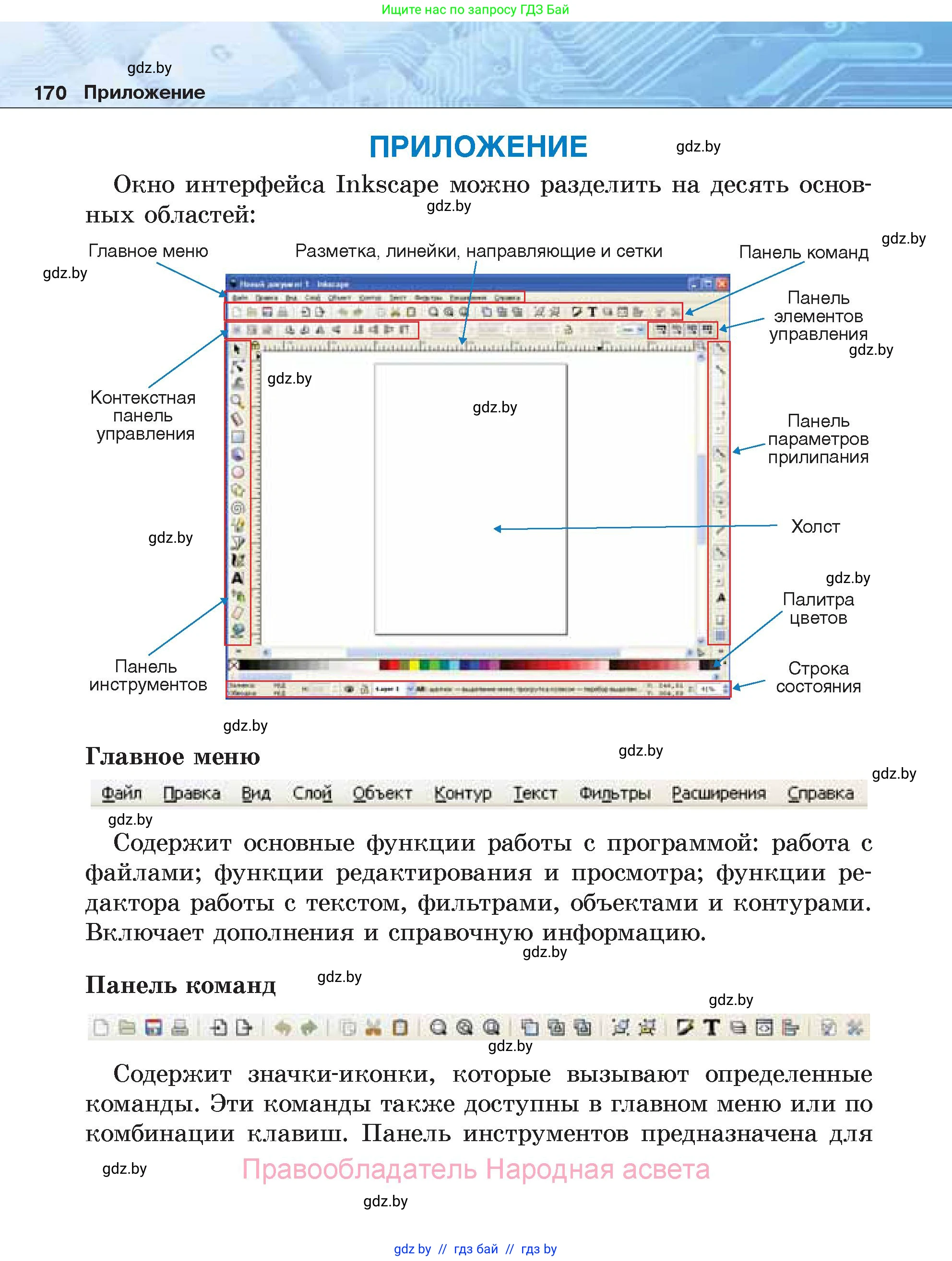 Информатика, 7 класс Учебник, авторы: Котов Владимир Михайлович, Лапо Анжелика Ивановна, Войтехович Елена Николаевна, издательство Народная асвета, Минск, 2017, страница 170