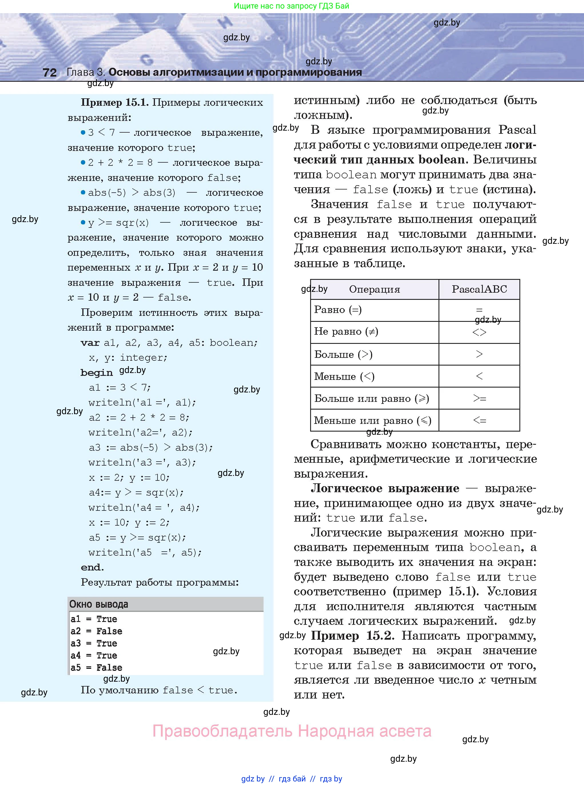 Информатика, 8 класс Учебник, авторы: Котов Владимир Михайлович, Лапо Анжелика Ивановна, Быкадоров Юрий Александрович, Войтехович Елена Николаевна, издательство Народная асвета, Минск, 2018, страница 72