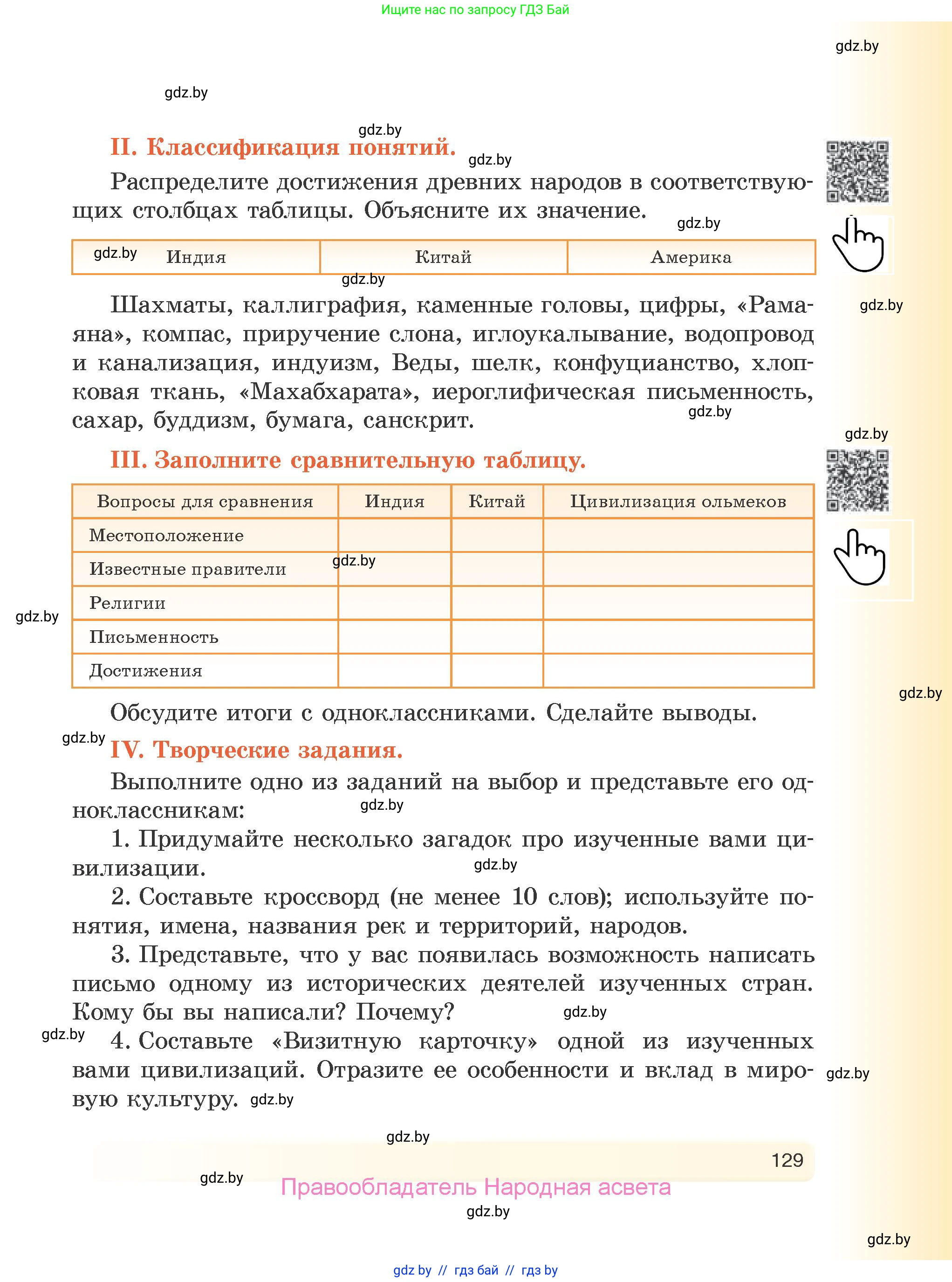 История Древнего мира, 5 класс Учебник, авторы: Кошелев Владимир Сергеевич, Прохоров Андрей Аркадьевич, Перзашкевич Олег Валерьевич, Журавлевич Ольга Георгиевна, издательство Народная асвета, Минск, 2019, коричневого цвета, Часть 1, страница 129