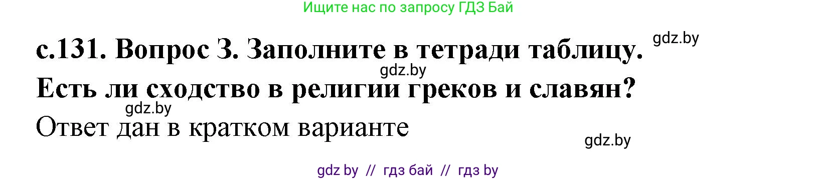 История Древнего мира, 5 класс Учебник, авторы: Кошелев Владимир Сергеевич, Прохоров Андрей Аркадьевич, Перзашкевич Олег Валерьевич, Журавлевич Ольга Георгиевна, издательство Народная асвета, Минск, 2019, коричневого цвета, Часть 2, страница 131, номер 3, Решение (краткий ответ)