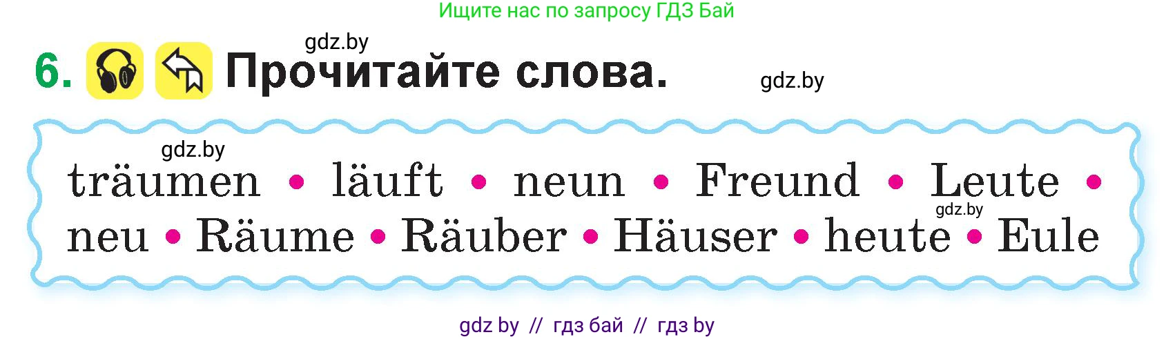 Немецкий язык (Deutsch), 3 класс Учебник (Schülerbuch), авторы: Будько Антонина Филипповна (Budjko Antonina), Урбанович Инна Ювинальевна (Urbanowitsch Ina), издательство Вышэйшая школа, Минск, 2018, бирюзового цвета, Часть 1, страница 66, номер 6, Условие