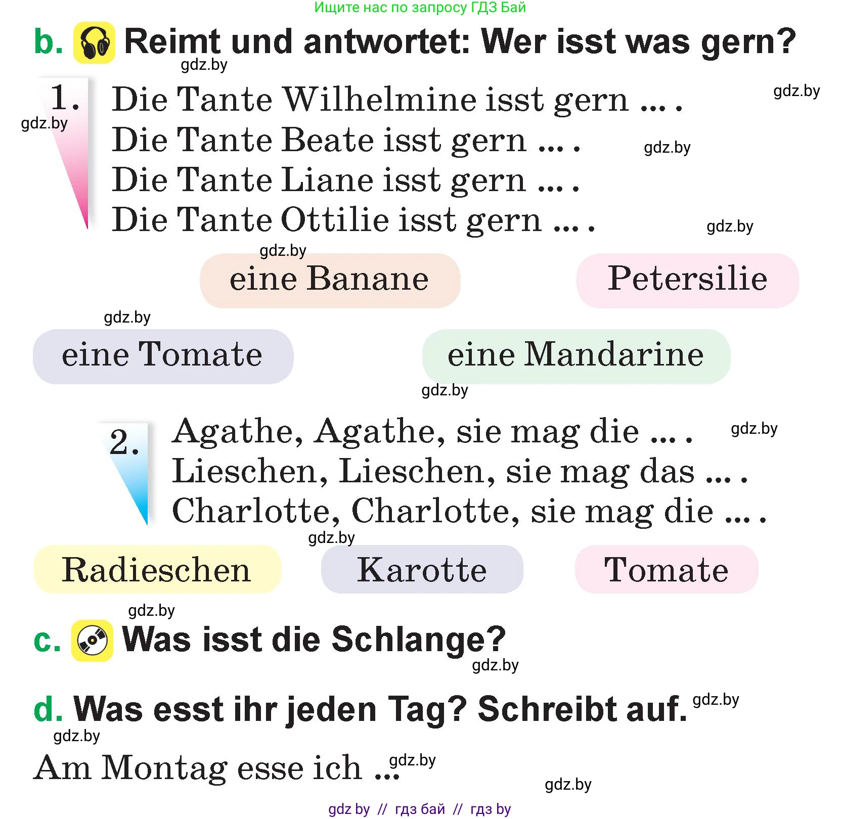 Немецкий язык (Deutsch), 3 класс Учебник (Schülerbuch), авторы: Будько Антонина Филипповна (Budjko Antonina), Урбанович Инна Ювинальевна (Urbanowitsch Ina), издательство Вышэйшая школа, Минск, 2018, бирюзового цвета, Часть 2, страница 14, номер 9, Условие (продолжение 2)