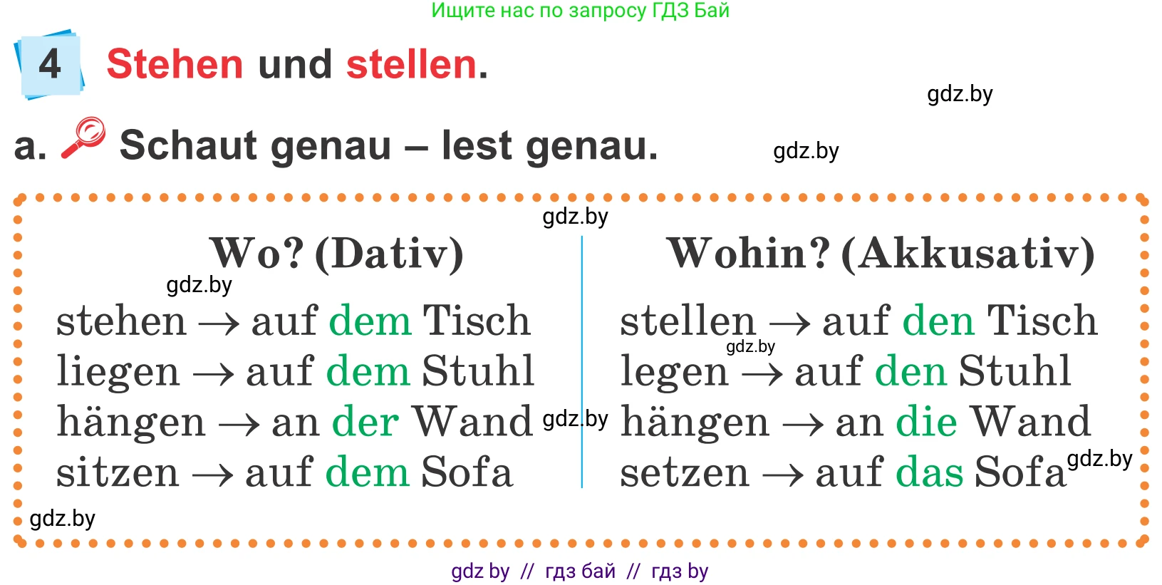 Немецкий язык (Deutsch), 4 класс Учебник (Schülerbuch), авторы: Будько Антонина Филипповна (Budjko Antonina), Урбанович Инна Ювинальевна (Urbanowitsch Ina), издательство Вышэйшая школа, Минск, 2019, жёлтого цвета, Часть 2, страница 66, номер 4a, Условие