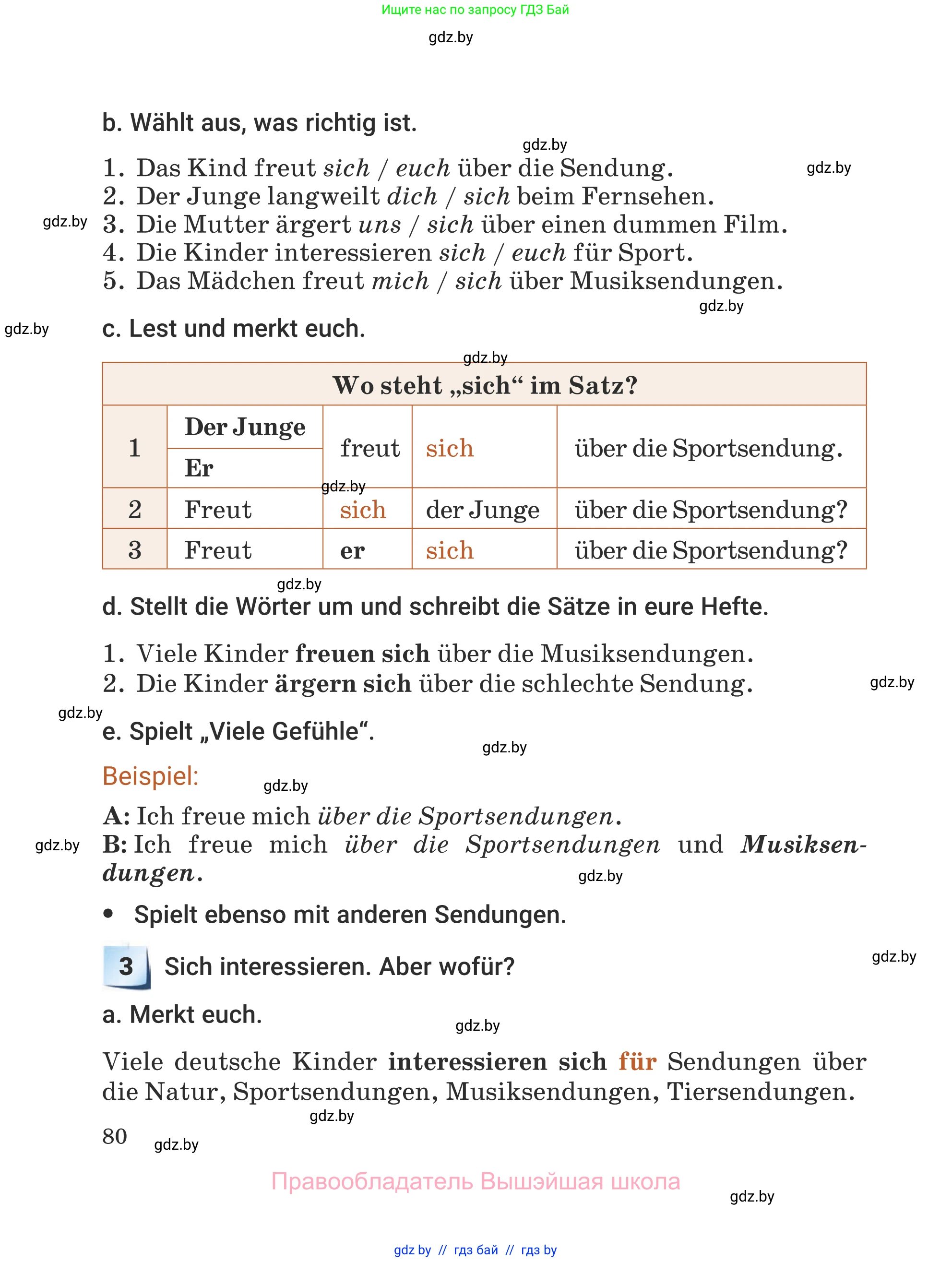Немецкий язык (Deutsch), 5 класс Учебник (Schülerbuch), авторы: Будько Антонина Филипповна (Budjko Antonina), Урбанович Инна Ювинальевна (Urbanowitsch Ina), издательство Вышэйшая школа, Минск, 2020, жёлтого цвета, Часть 1, страница 80